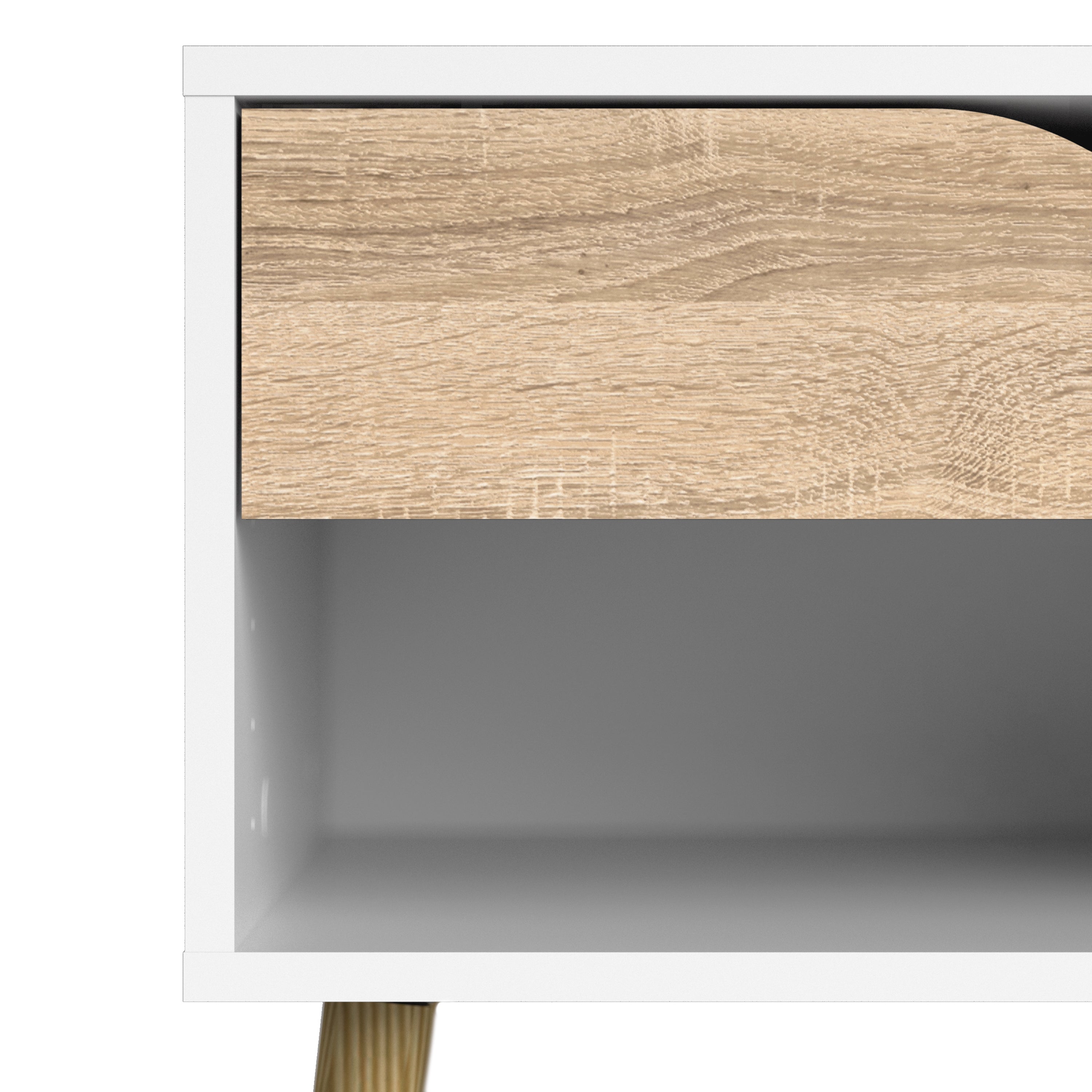 Oslo Bedside 1 Drawer in White and Oak