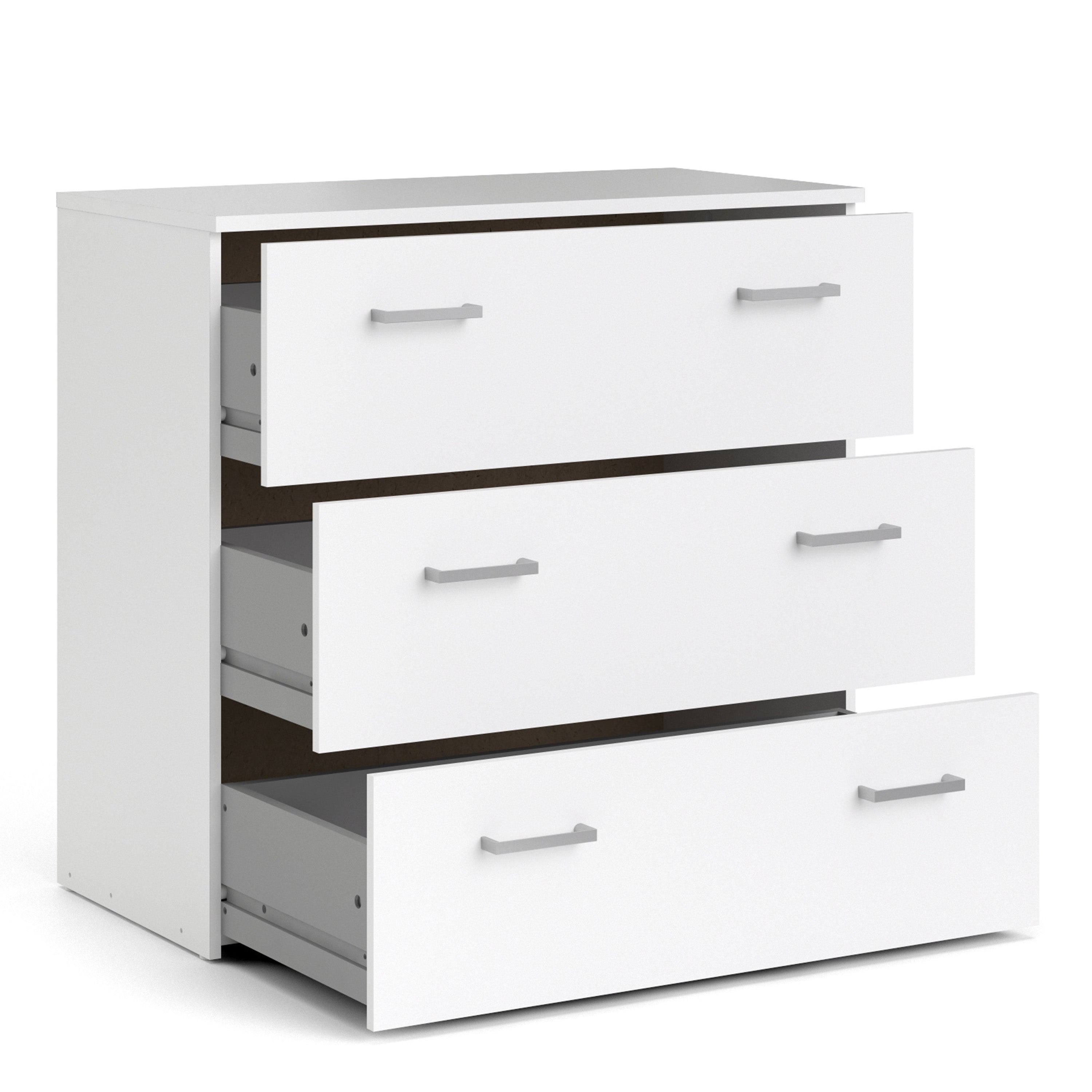 Space Package - Bedside 1 Drawer + Chest of 3 Drawers + Wardrobe with 2 Doors in White