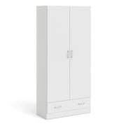 Space Wardrobe with 2 Doors + 1 Drawer in White 1750