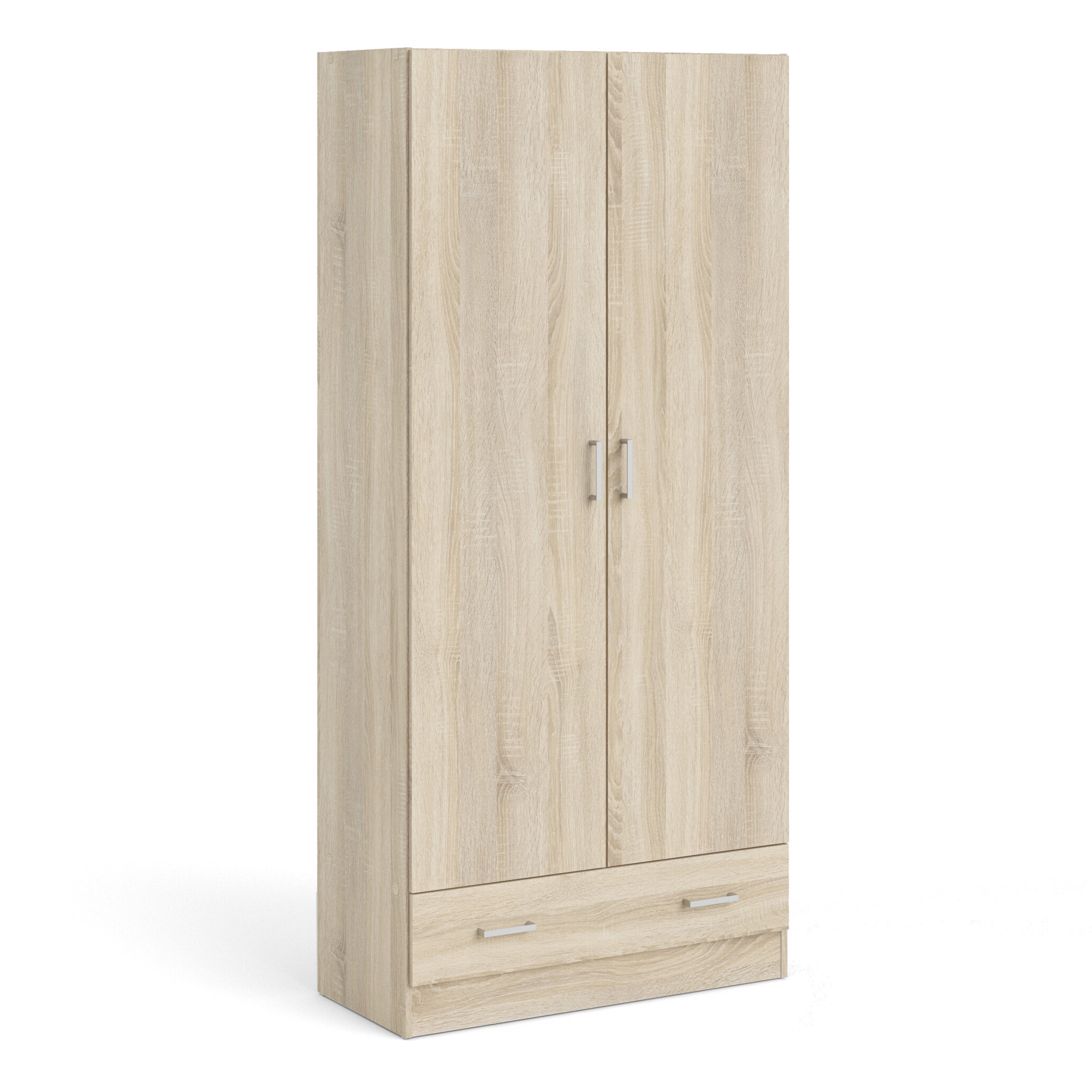 Space Package - Bedside 1 Drawer + Chest of 3 Drawers + Wardrobe with 2 Doors + 1 Drawer in Oak