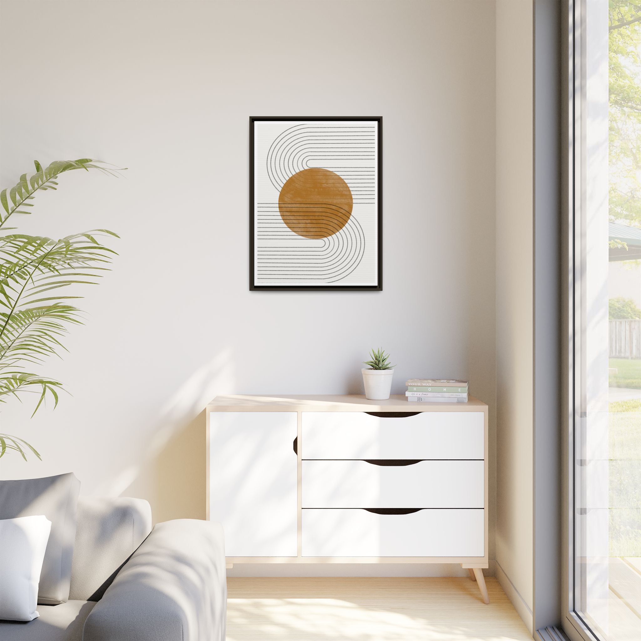 Amber Orbit Lines - Framed