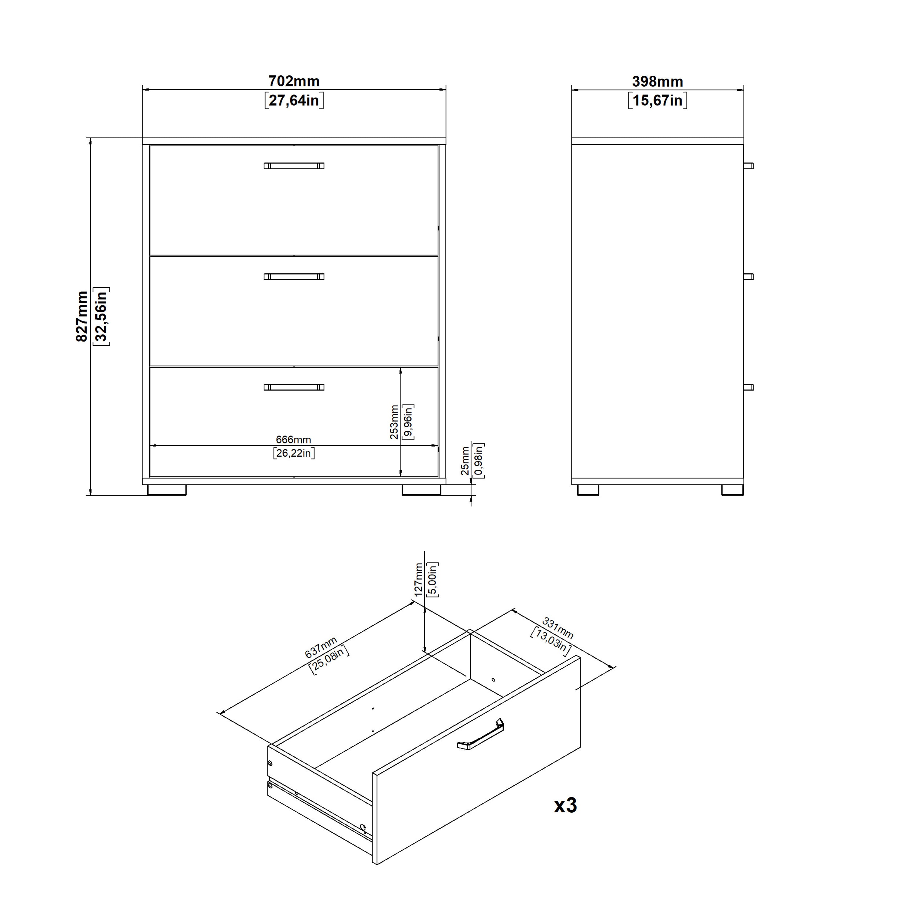 Sofia Chest 3 drawers Jackson Hickory