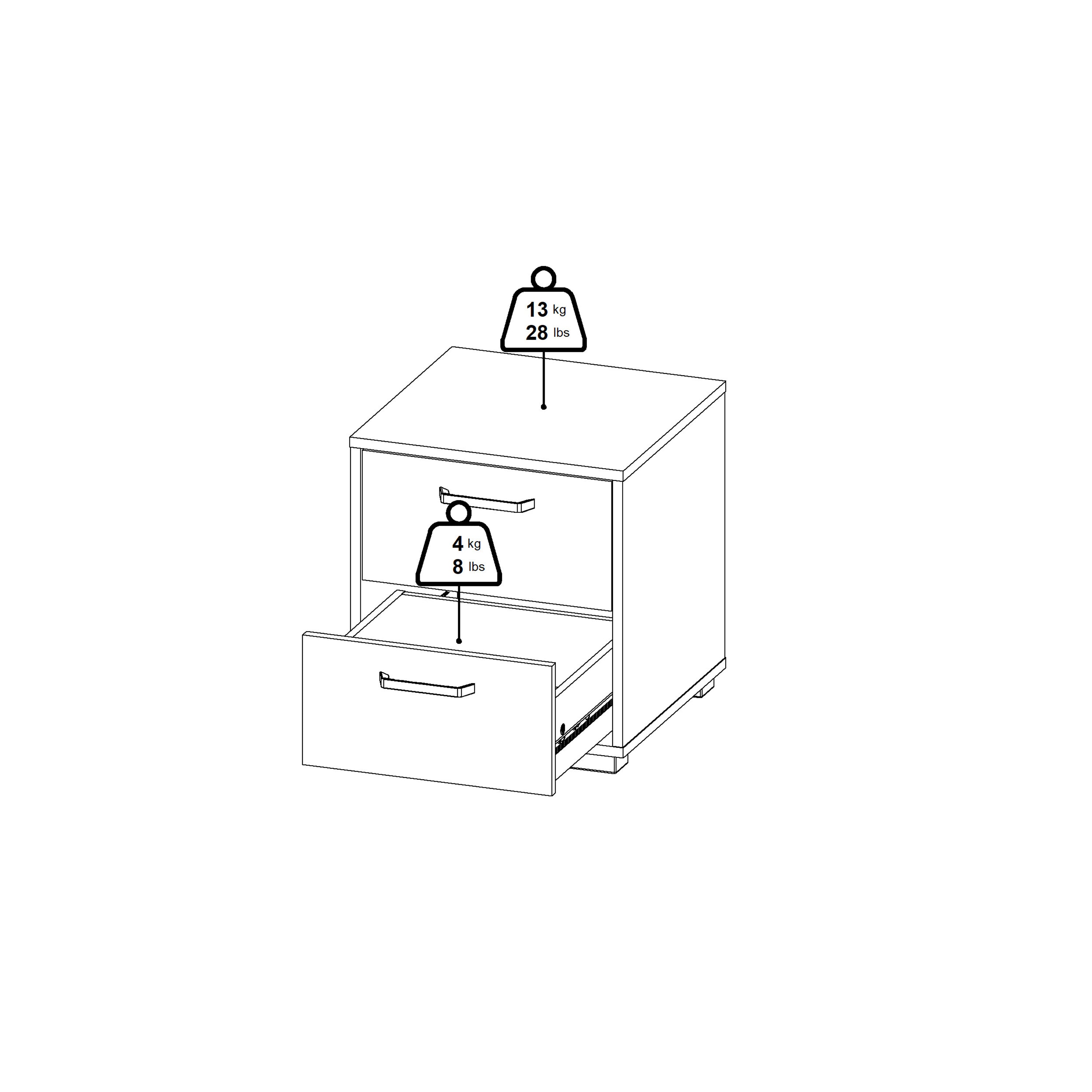 Sofia Nightstand 2 drawers Jackson Hickory