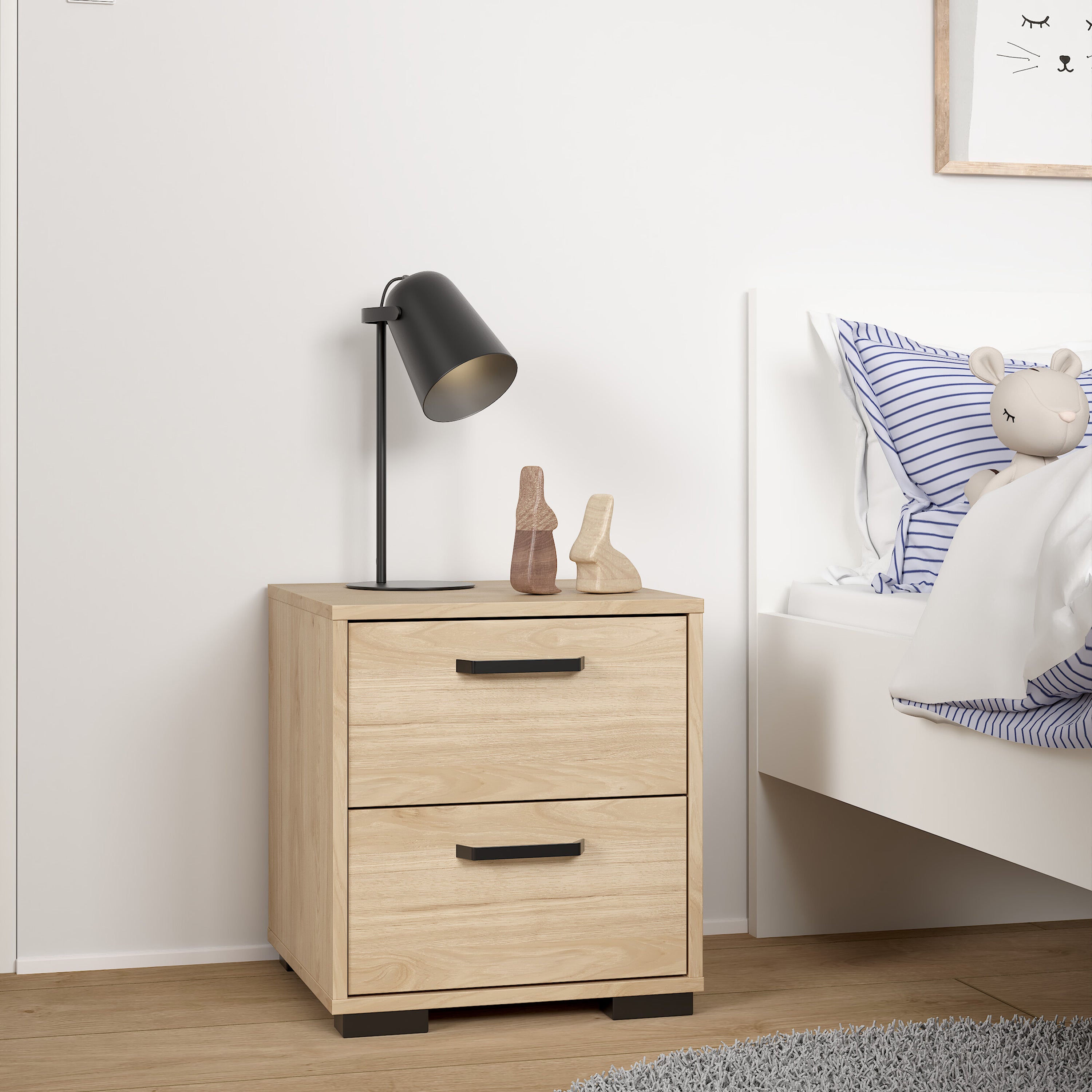 Sofia Nightstand 2 drawers Jackson Hickory