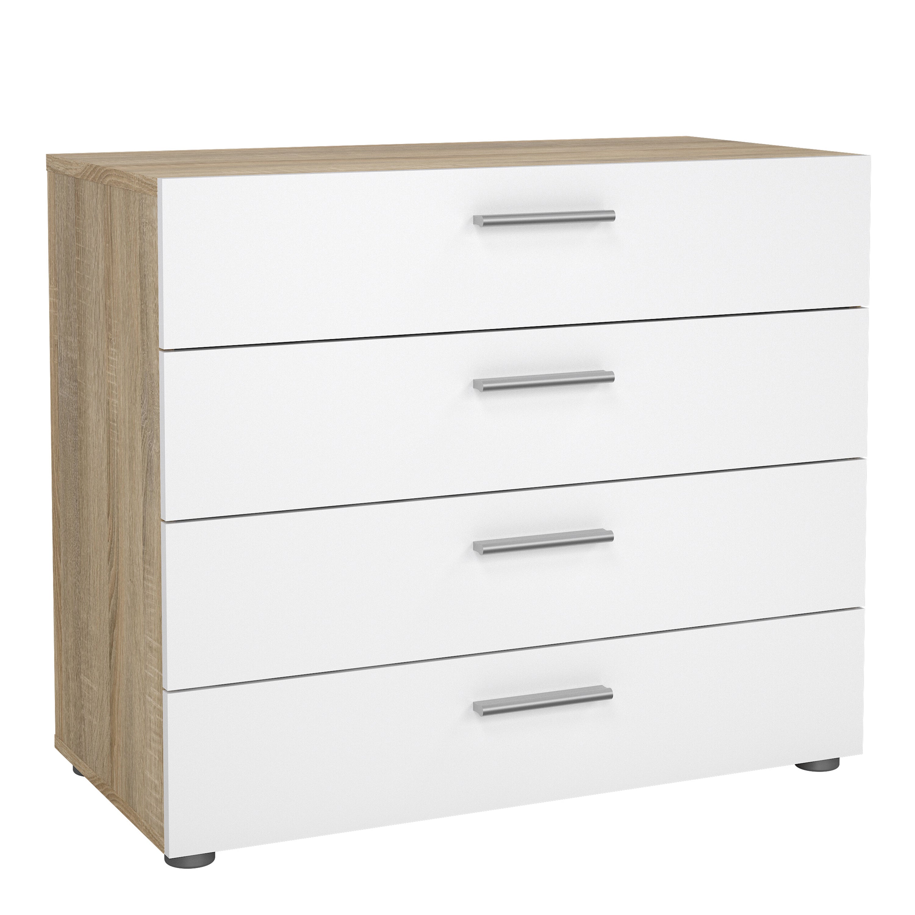 Pepe Chest of 4 Drawers in Oak with White High Gloss