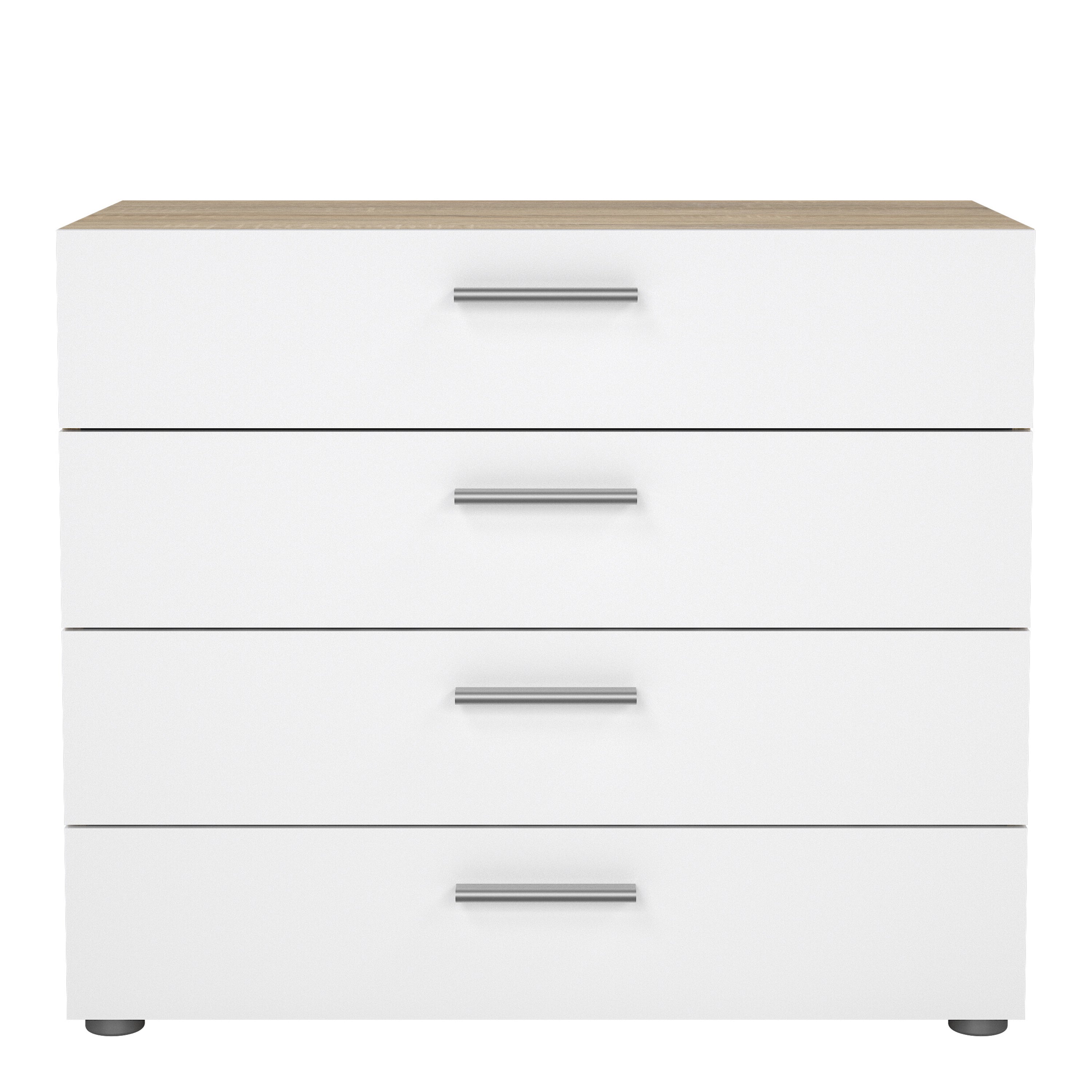 Pepe Chest of 4 Drawers in Oak with White High Gloss