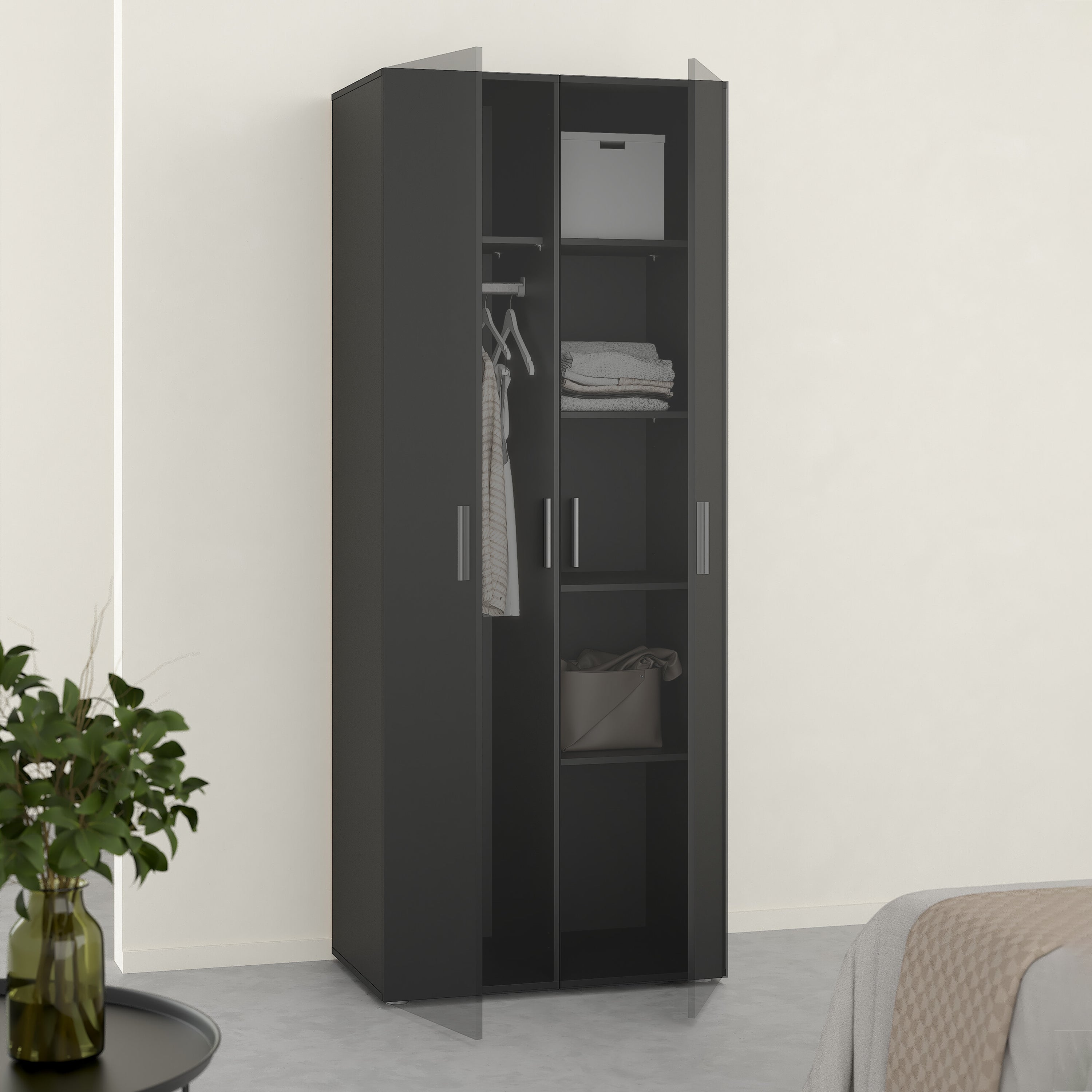 Pepe Wardrobe with 2 Doors in Black