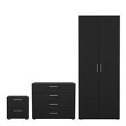 Pepe Package - Bedside 2 Drawers + Chest of 4 Drawers + Wardrobe with 2 Doors in Black