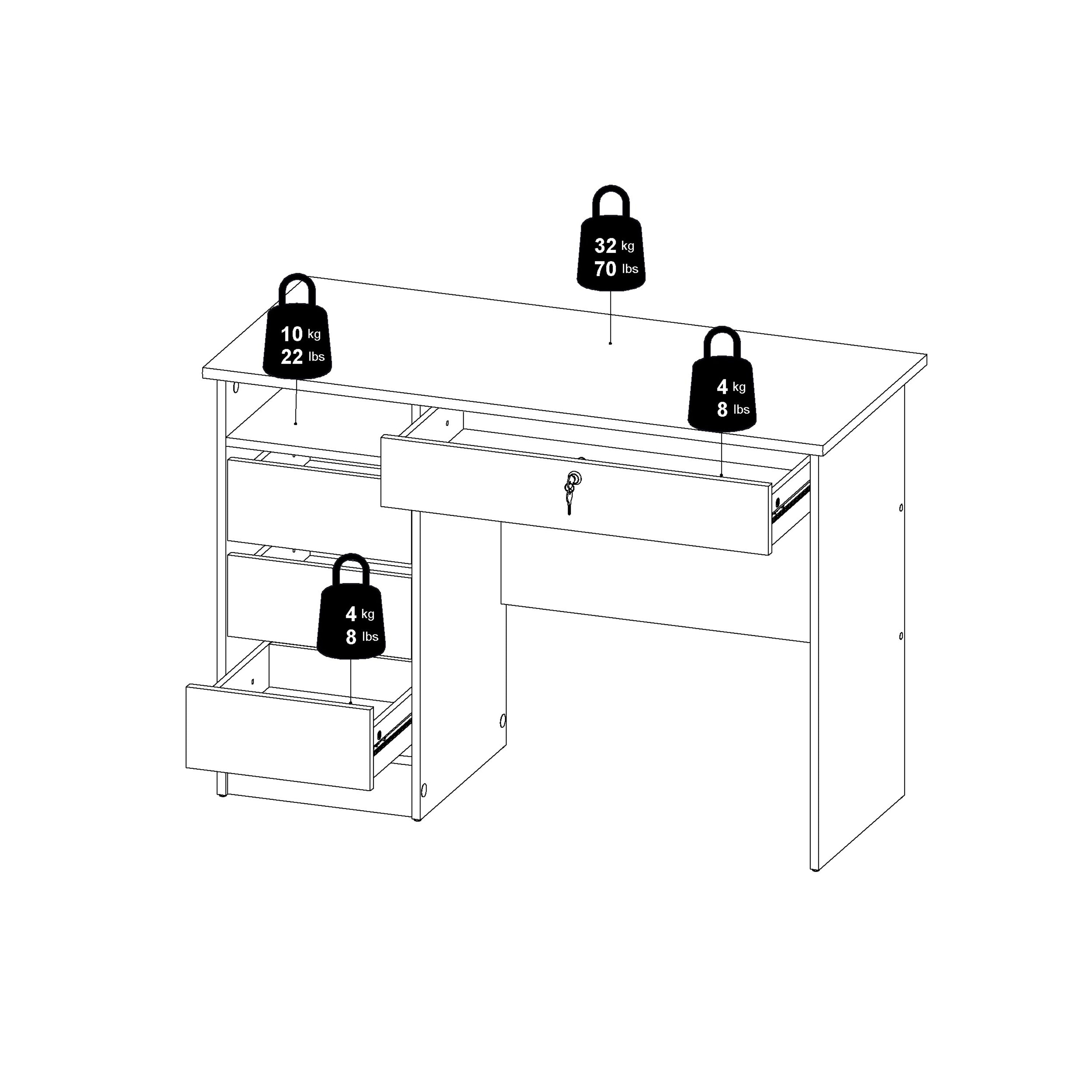Function Plus 4 Drawer Desk Handleless Drawer in Jackson Hickory Oak