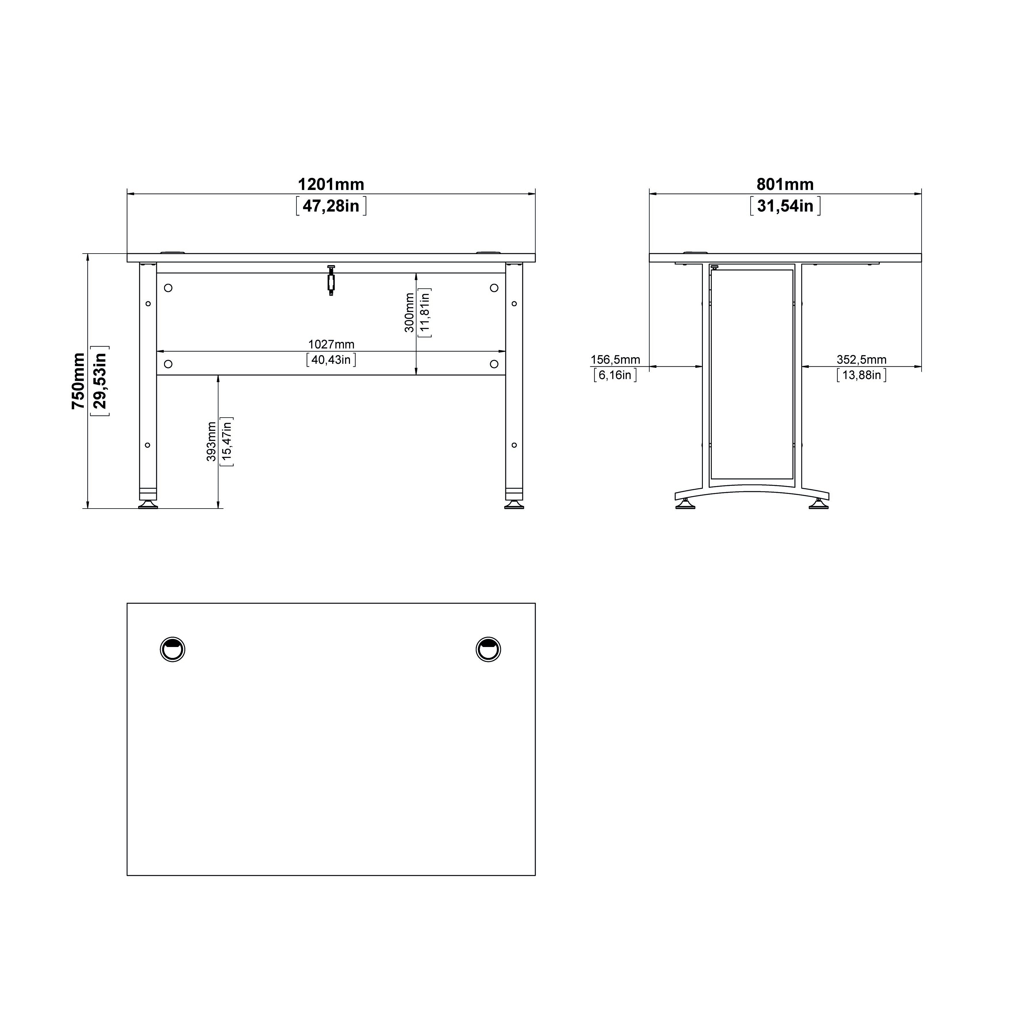 Prima Desk 120cm in Oak with White Legs