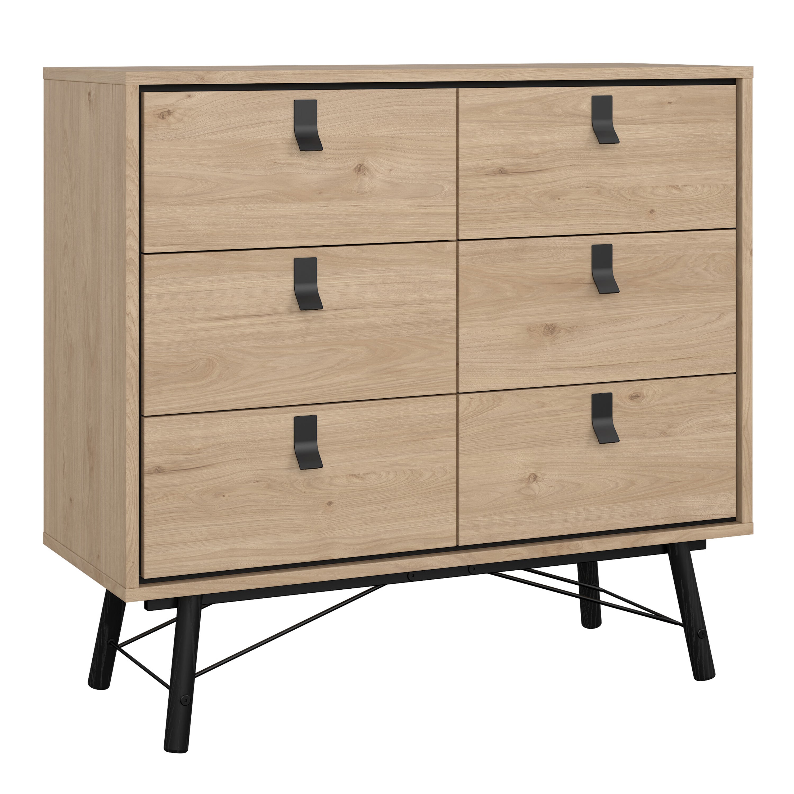 Ry Package - Wardrobe 3 Doors + 3 Drawers + Double Chest 6 Drawers + Bedside Cabinet 2 Drawers in Jackson Hickory Oak