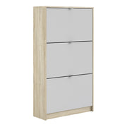 Shoes Shoe Cabinet 3 Flip Down Doors and 2 layers Oak structure White