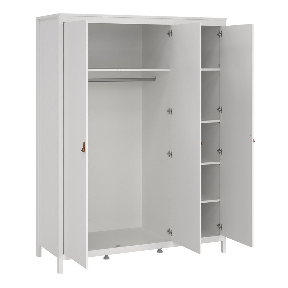 Barcelona Package - Bedside Table 2 Drawers + Chest 5 Drawers + Wardrobe with 2 Doors in White