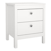 Madrid Bedside Table 2 Drawers in White