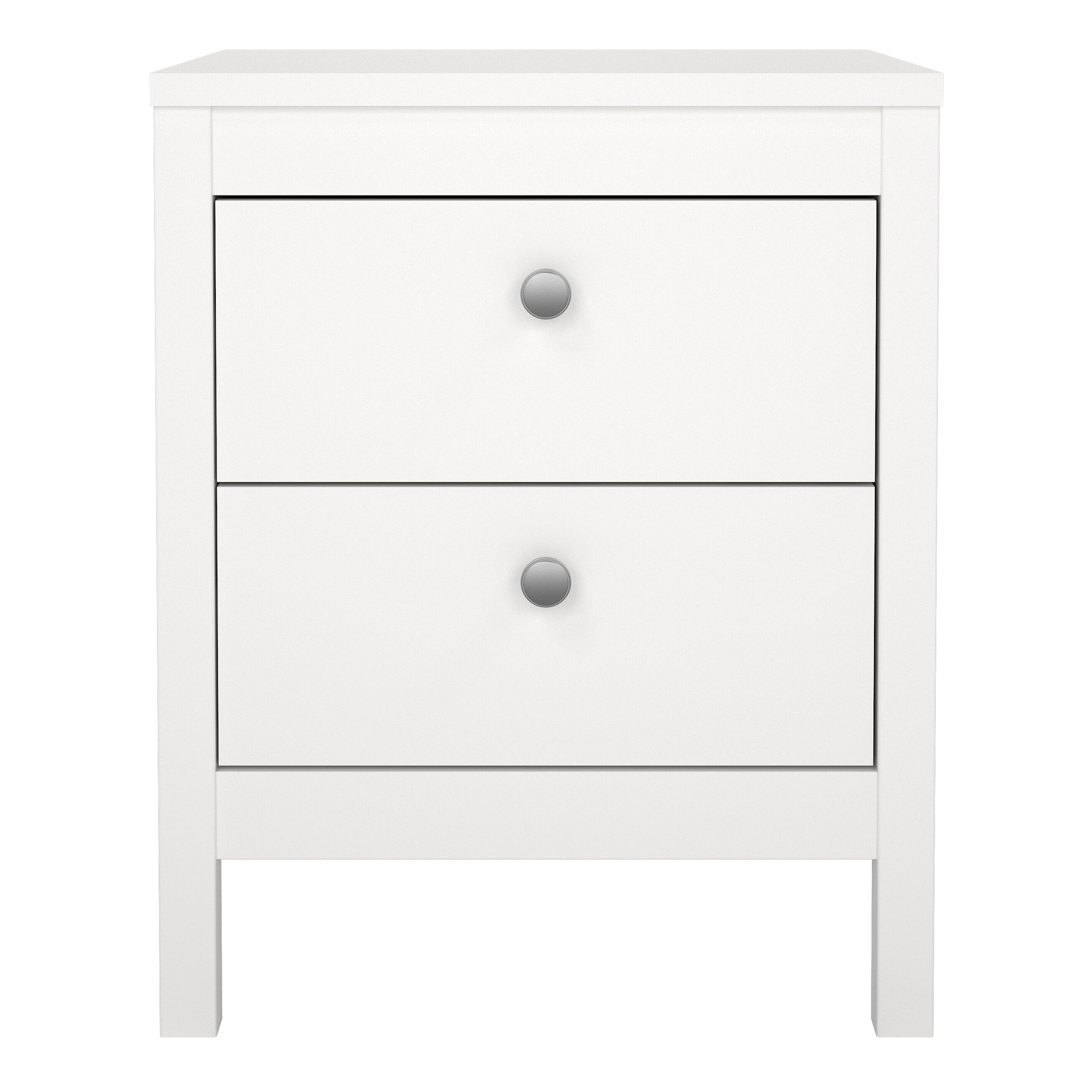 Madrid Bedside Table 2 Drawers in White