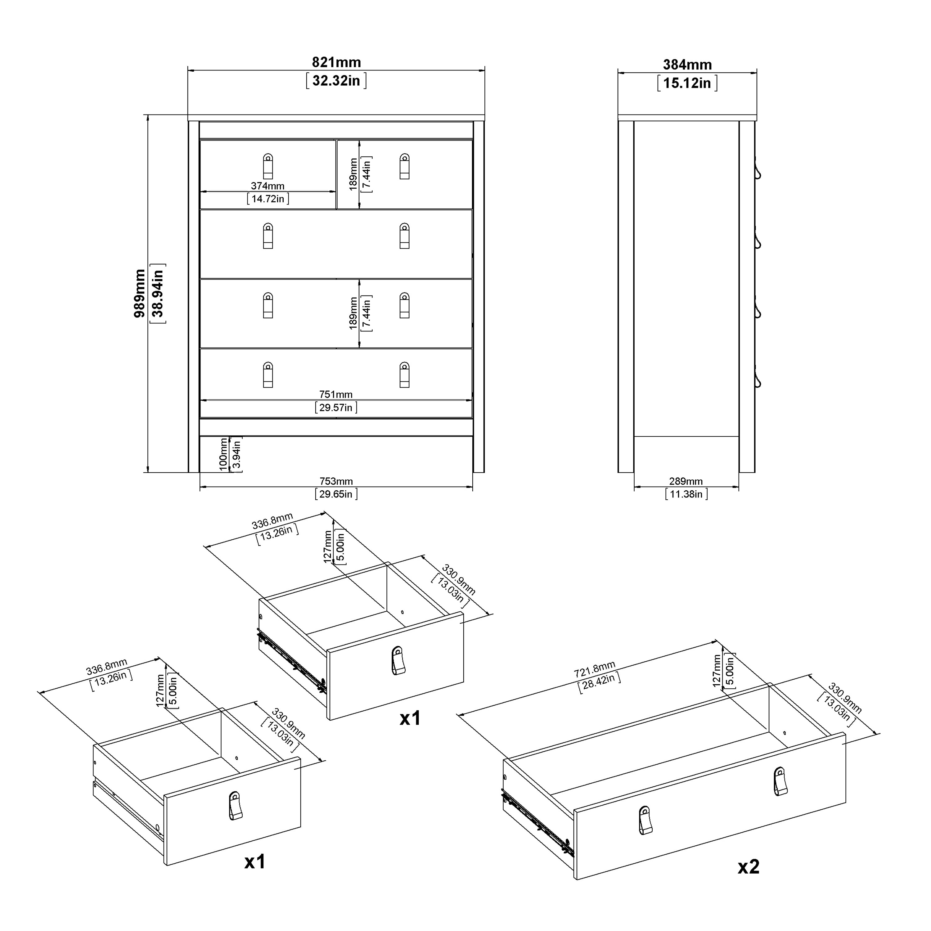 Madrid Chest 3+2 Drawers in White
