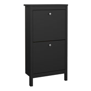 Madrid Shoe Cabinet 2 Flip Down Doors Matt Black