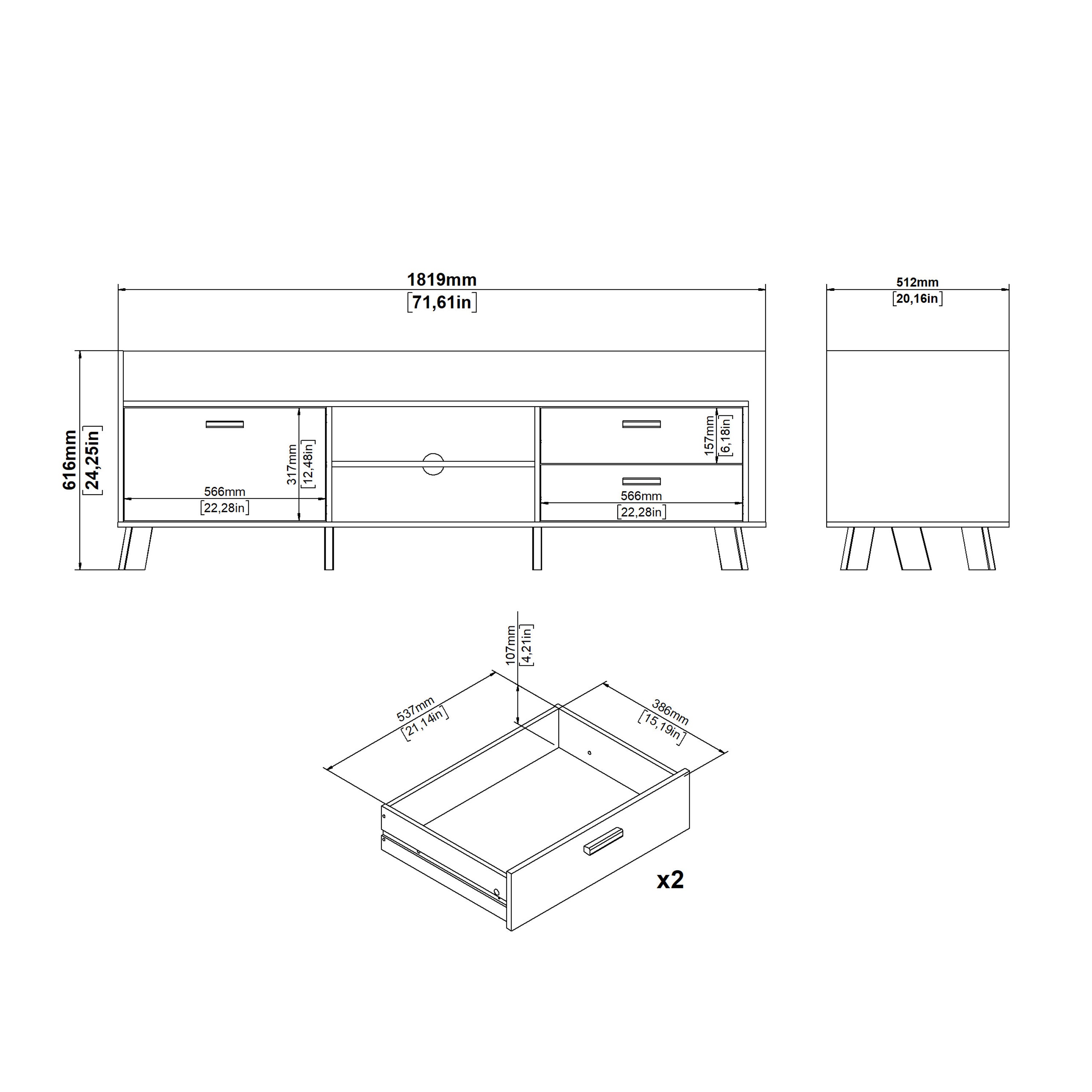 Ikast TV-unit with 1 Door + 2 Drawers in Jackson Hickory and White
