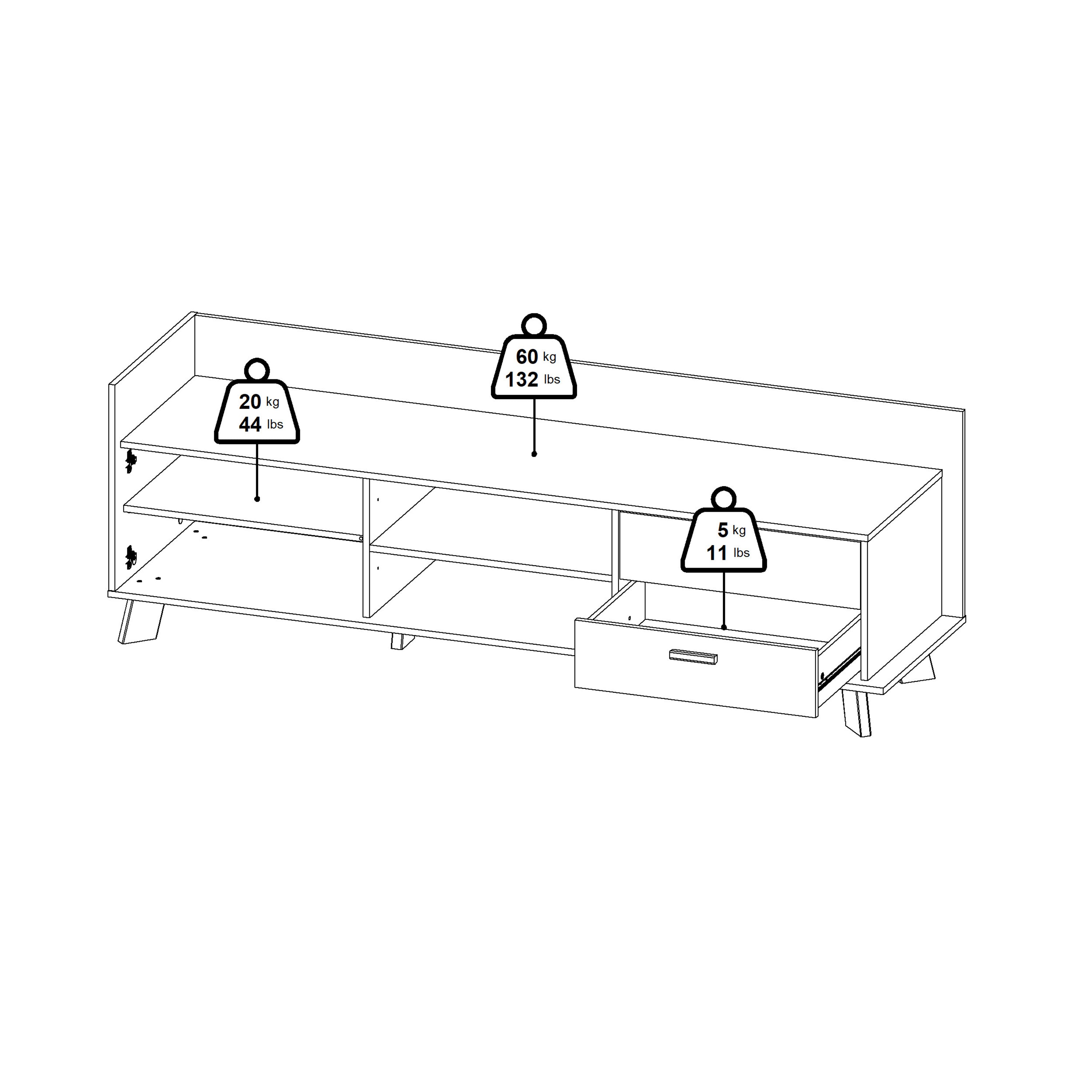 Ikast TV-unit with 1 Door + 2 Drawers in Jackson Hickory and White