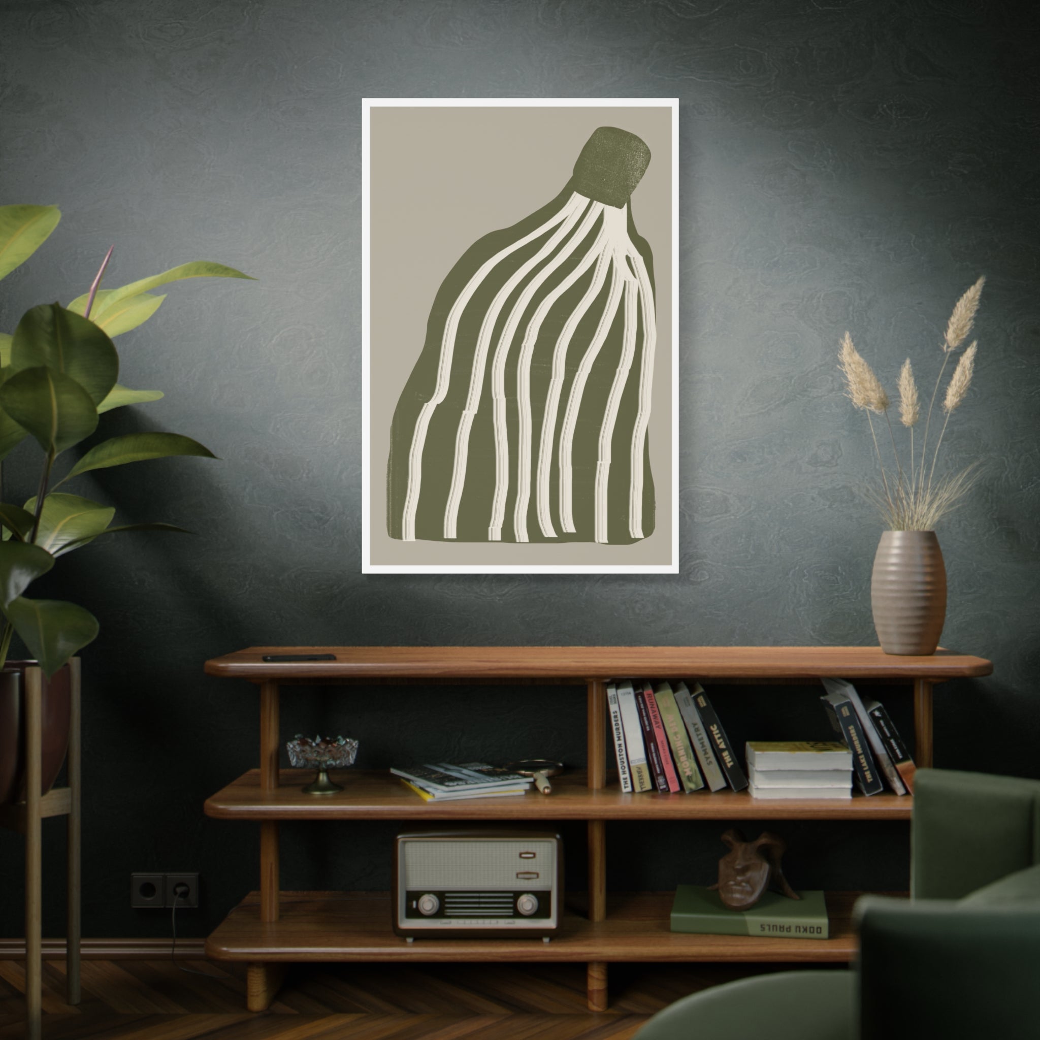 Olive Cascade Curves - Canvas