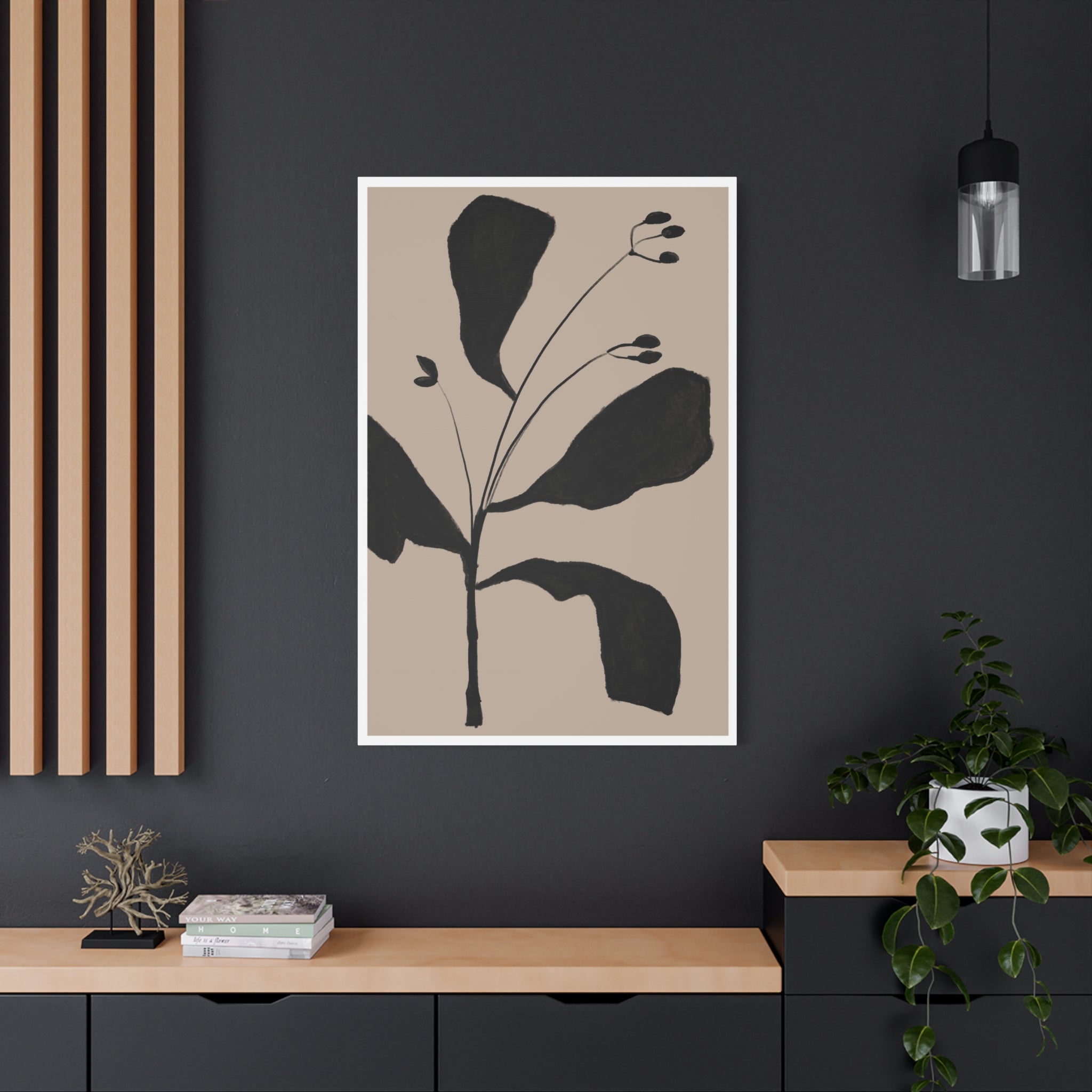 Noir Botanical Silence - Canvas