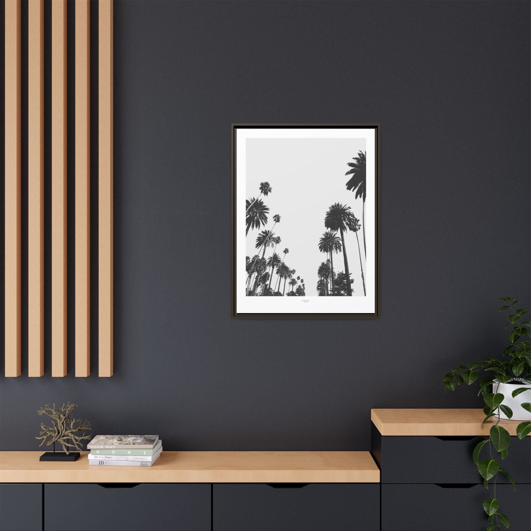 Midnight Palm Reverie - Framed