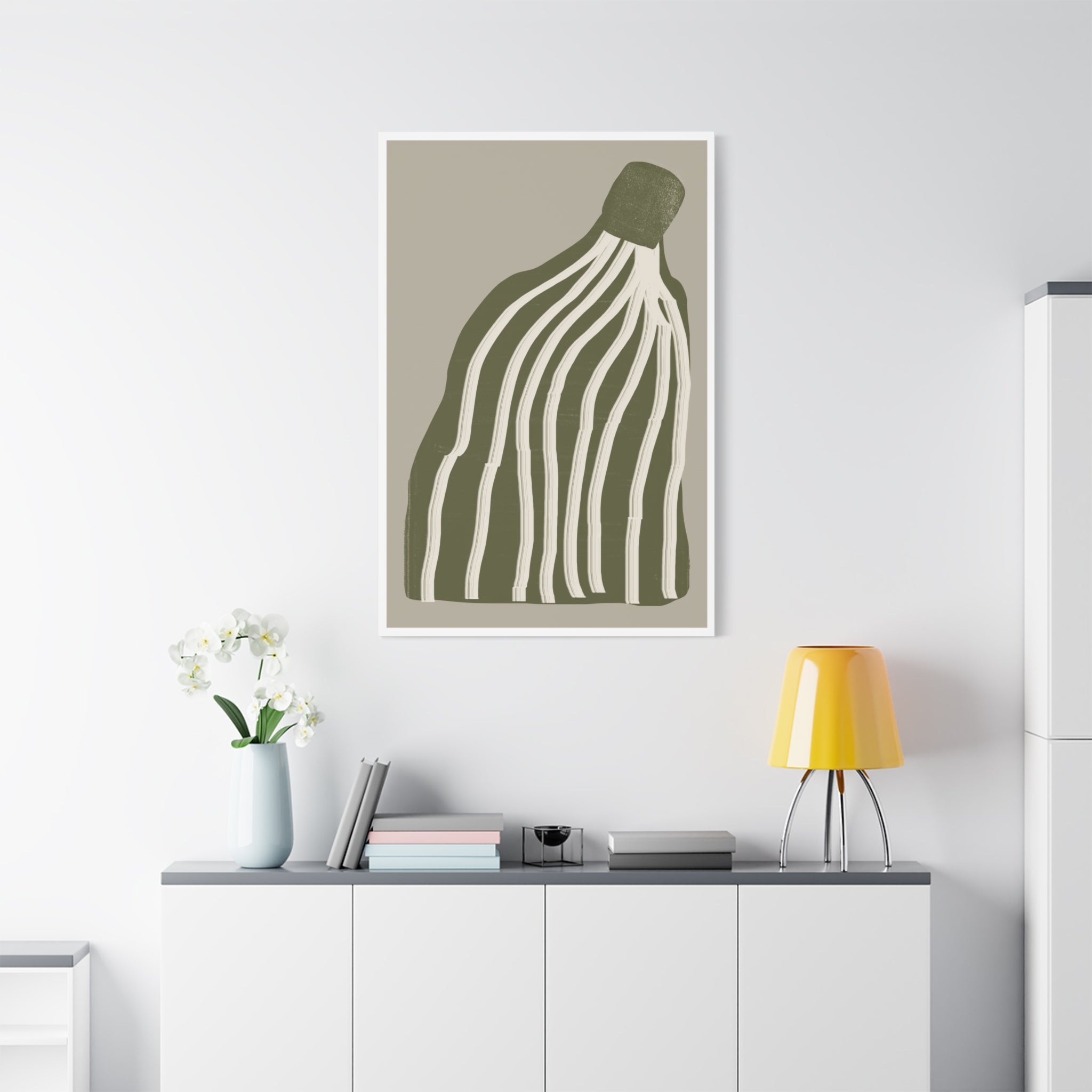 Olive Cascade Curves - Canvas