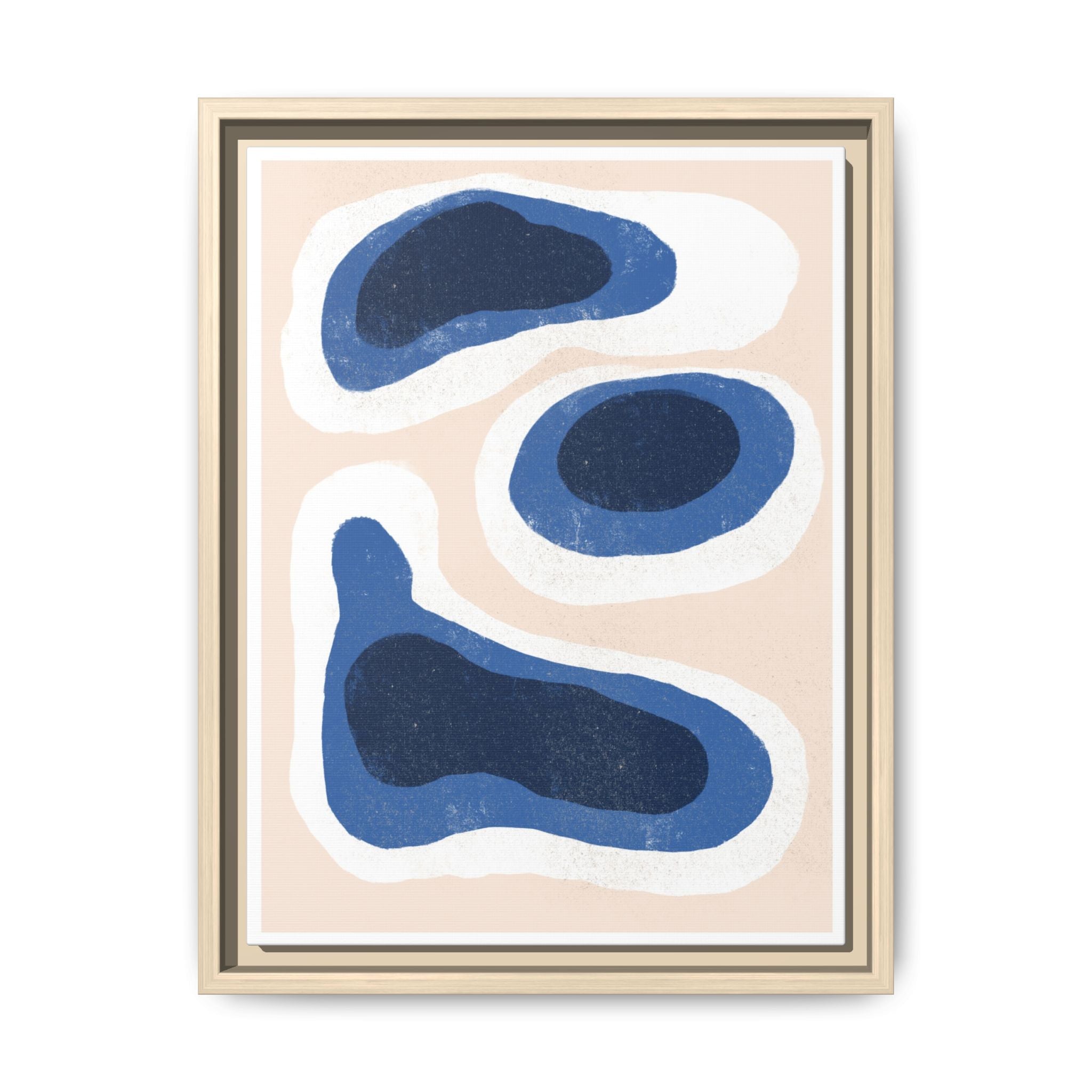 Indigo Tide Contours - Framed