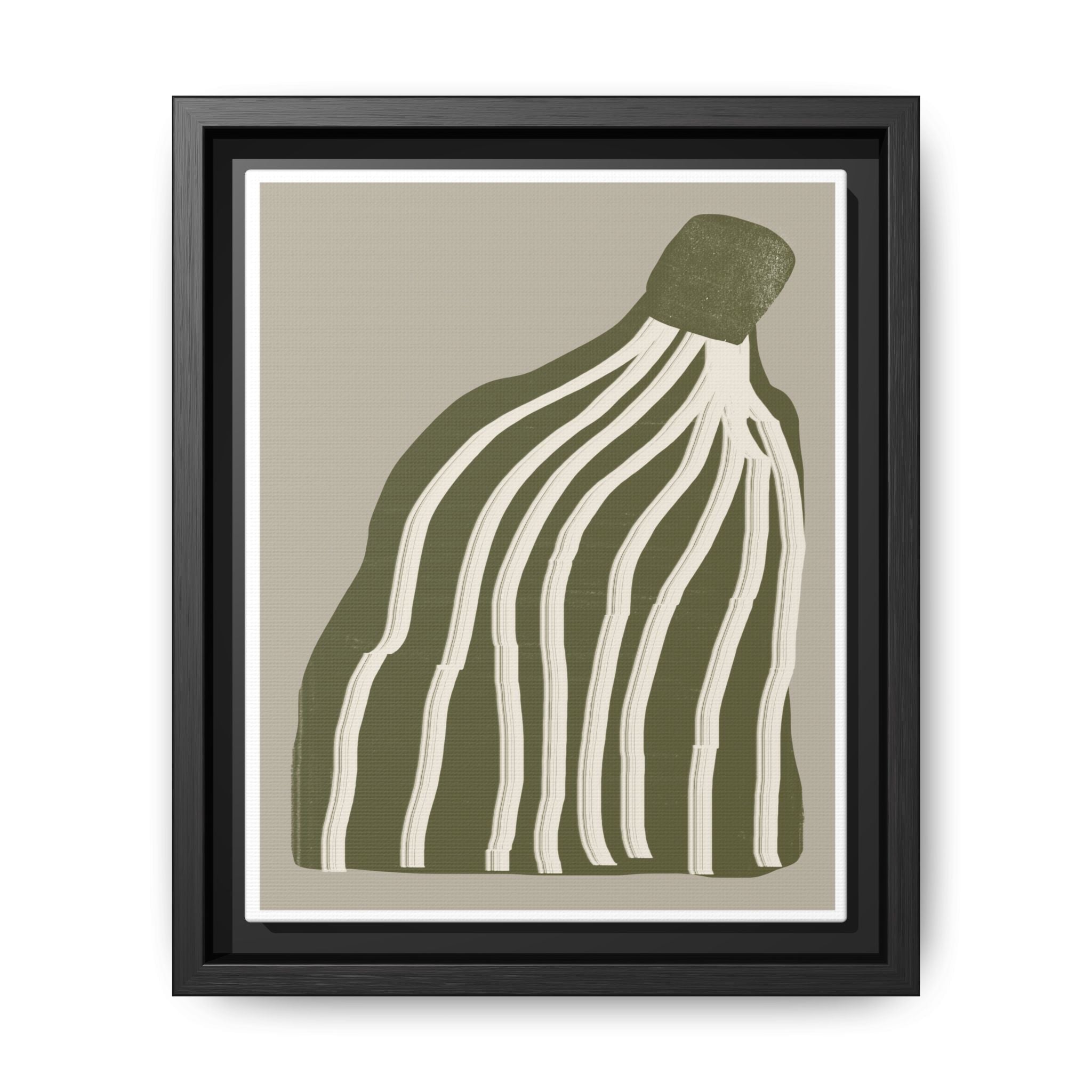 Olive Cascade Curves - Framed