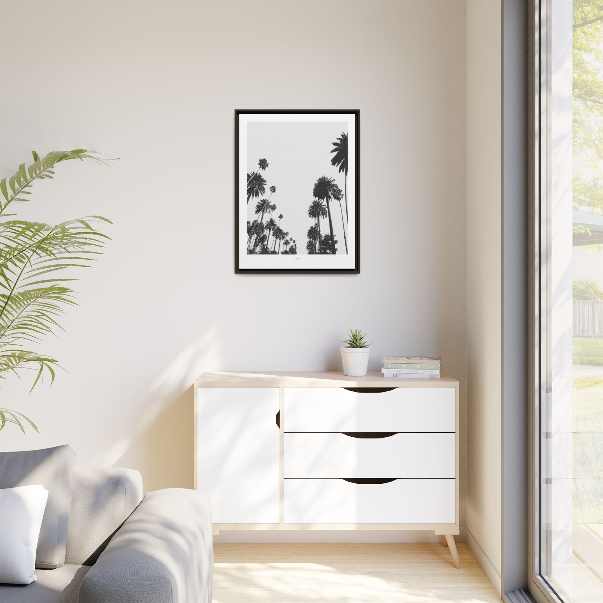 Midnight Palm Reverie - Framed