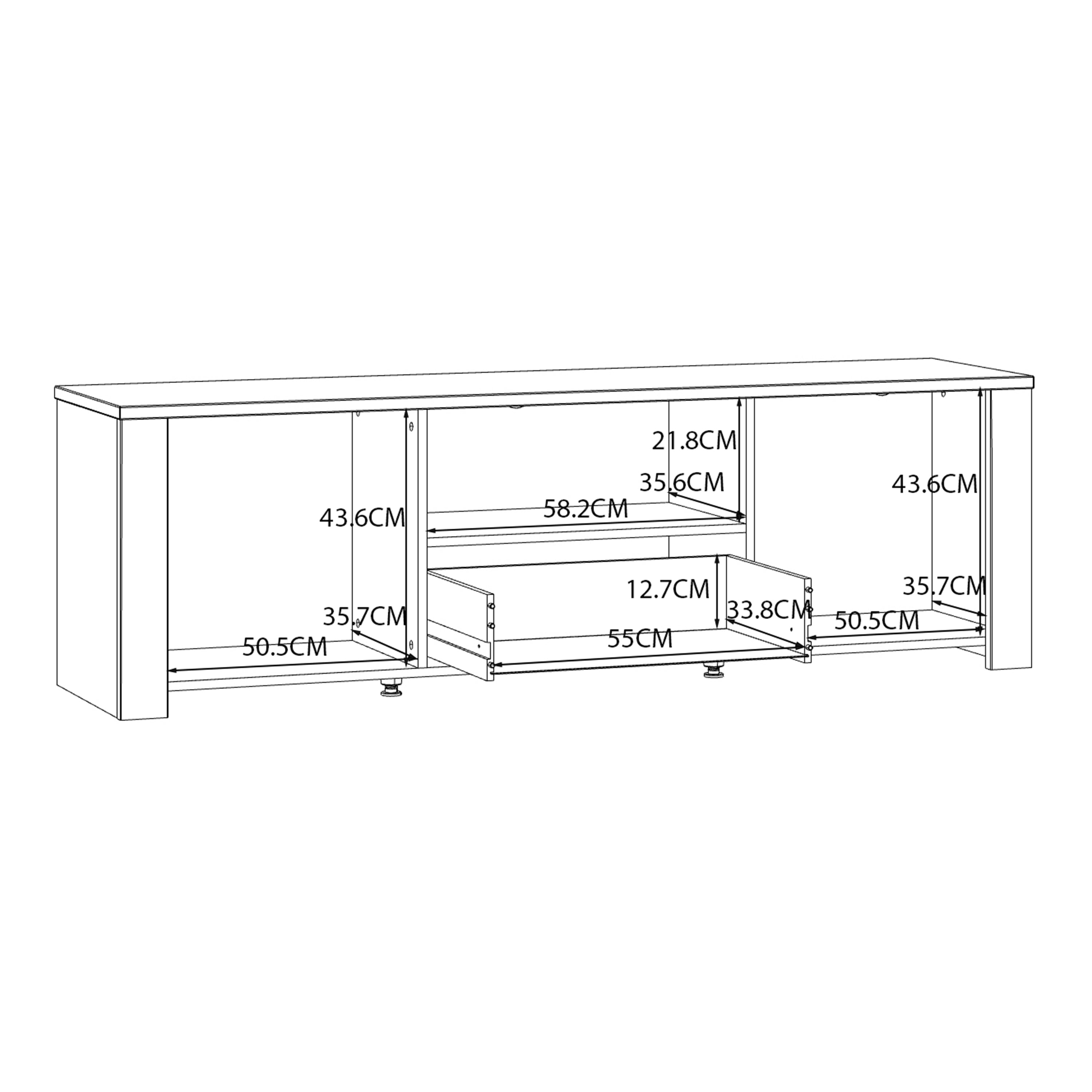 Bohol TV Unit inc. LED Light in Riviera Oak/White