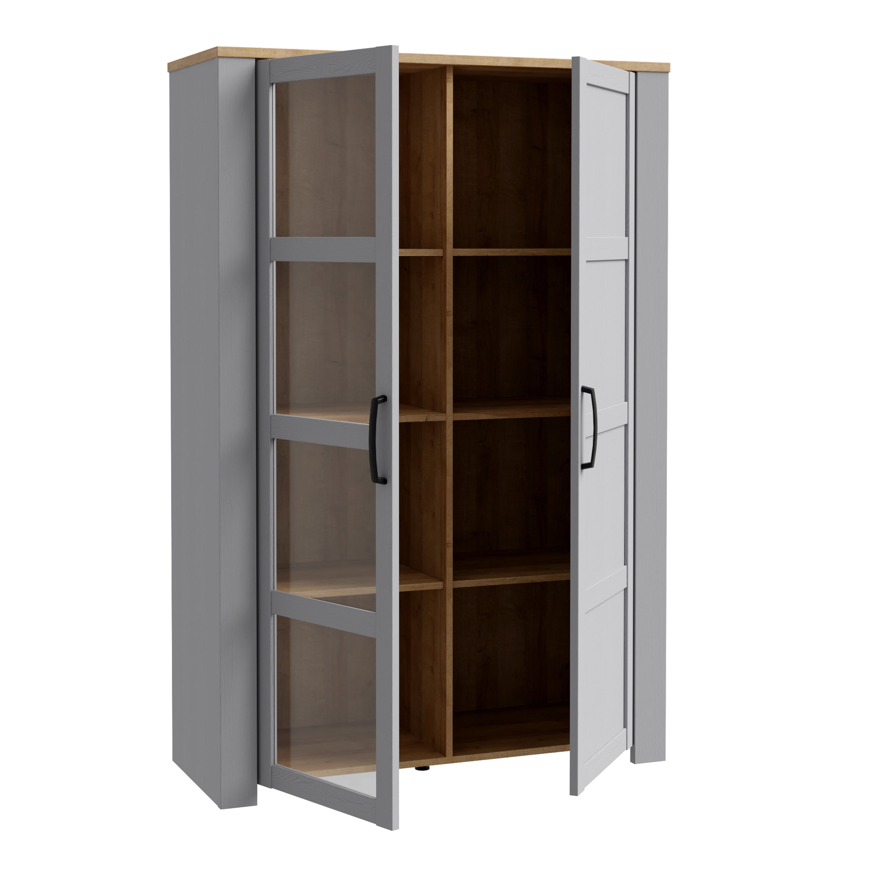 Bohol Display Cabinet inc. 2x LED Lights in Riviera Oak/Grey Oak