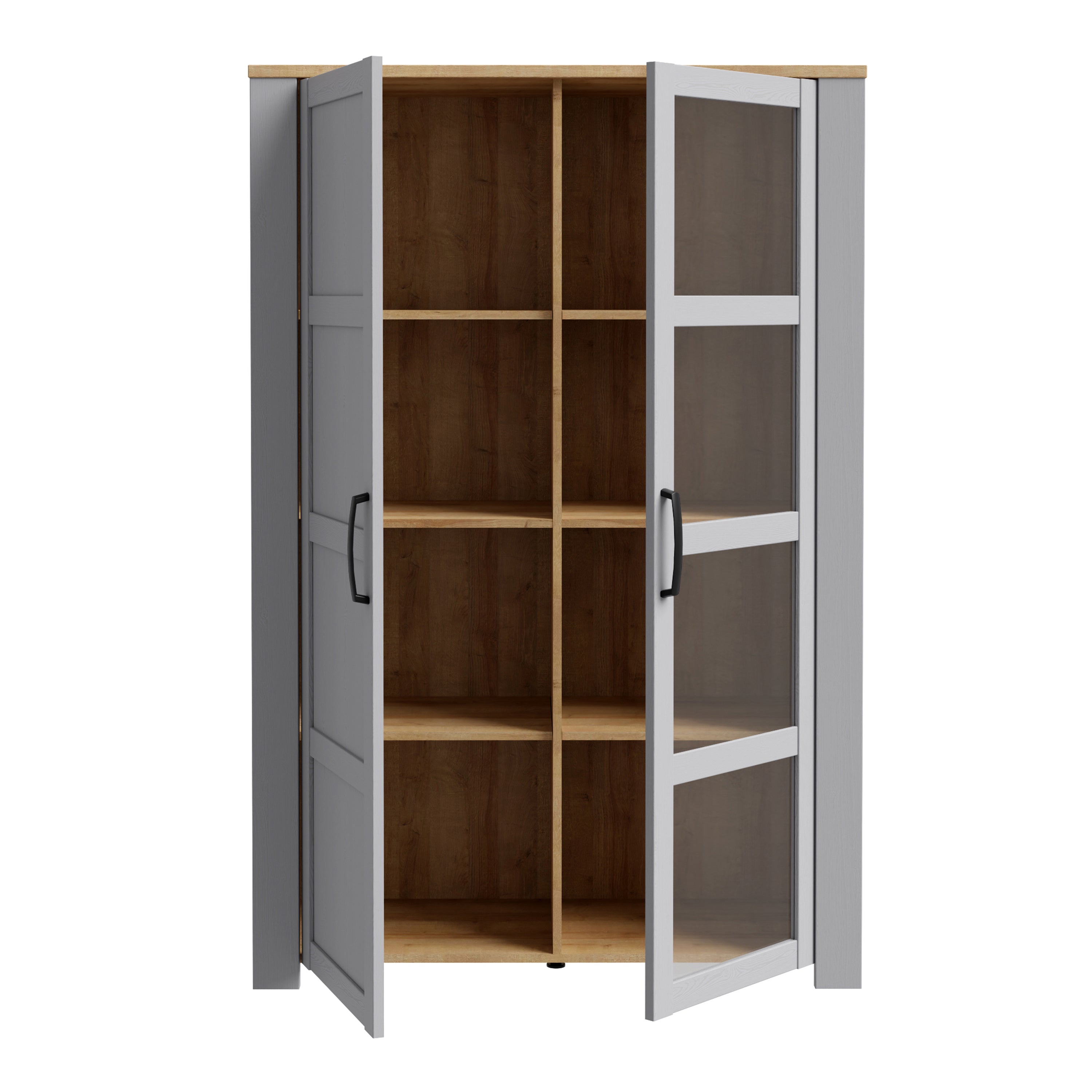 Bohol Display Cabinet inc. 2x LED Lights in Riviera Oak/Grey Oak