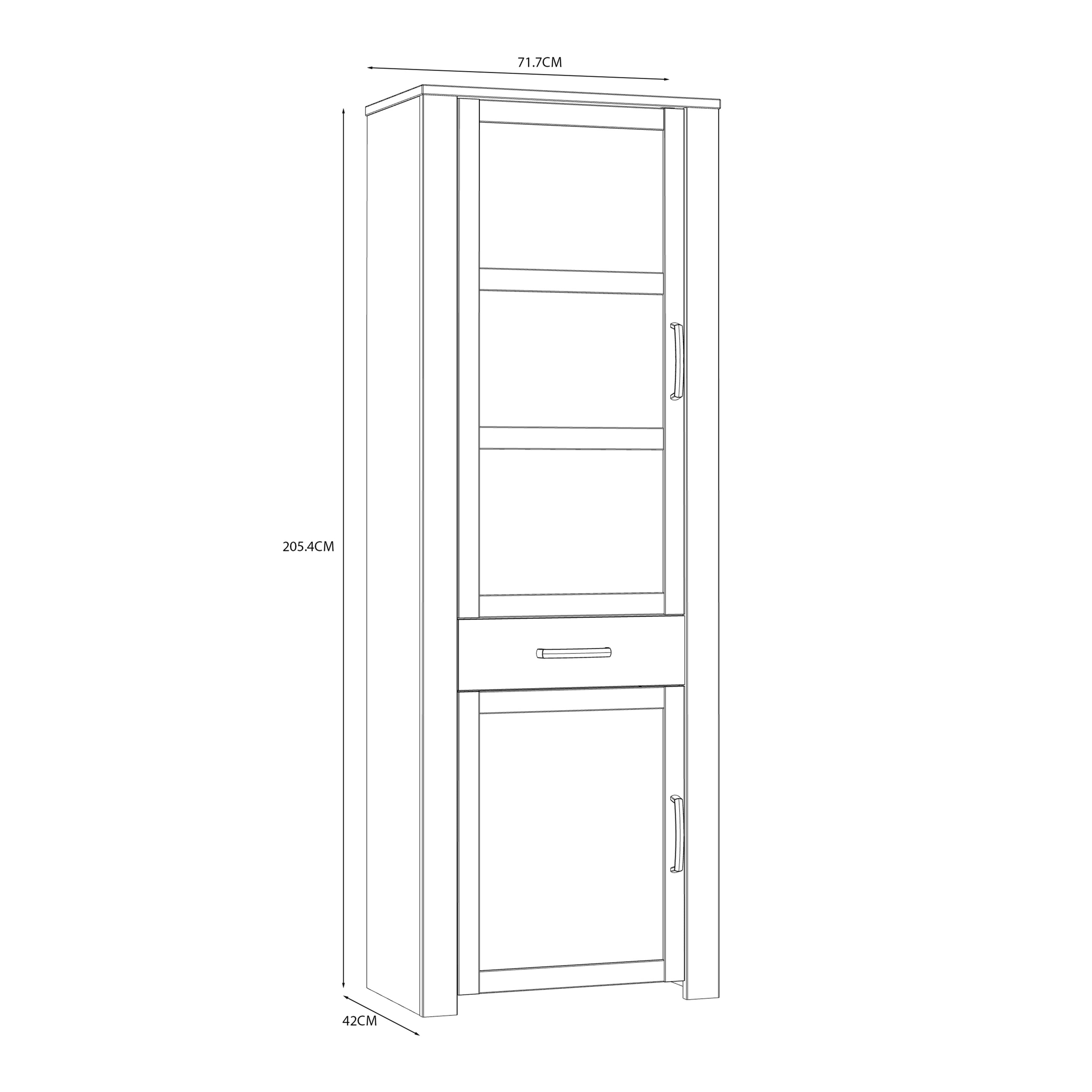 Bohol Narrow Display Cabinet inc. 2x LED Lights in Riviera Oak/Navy