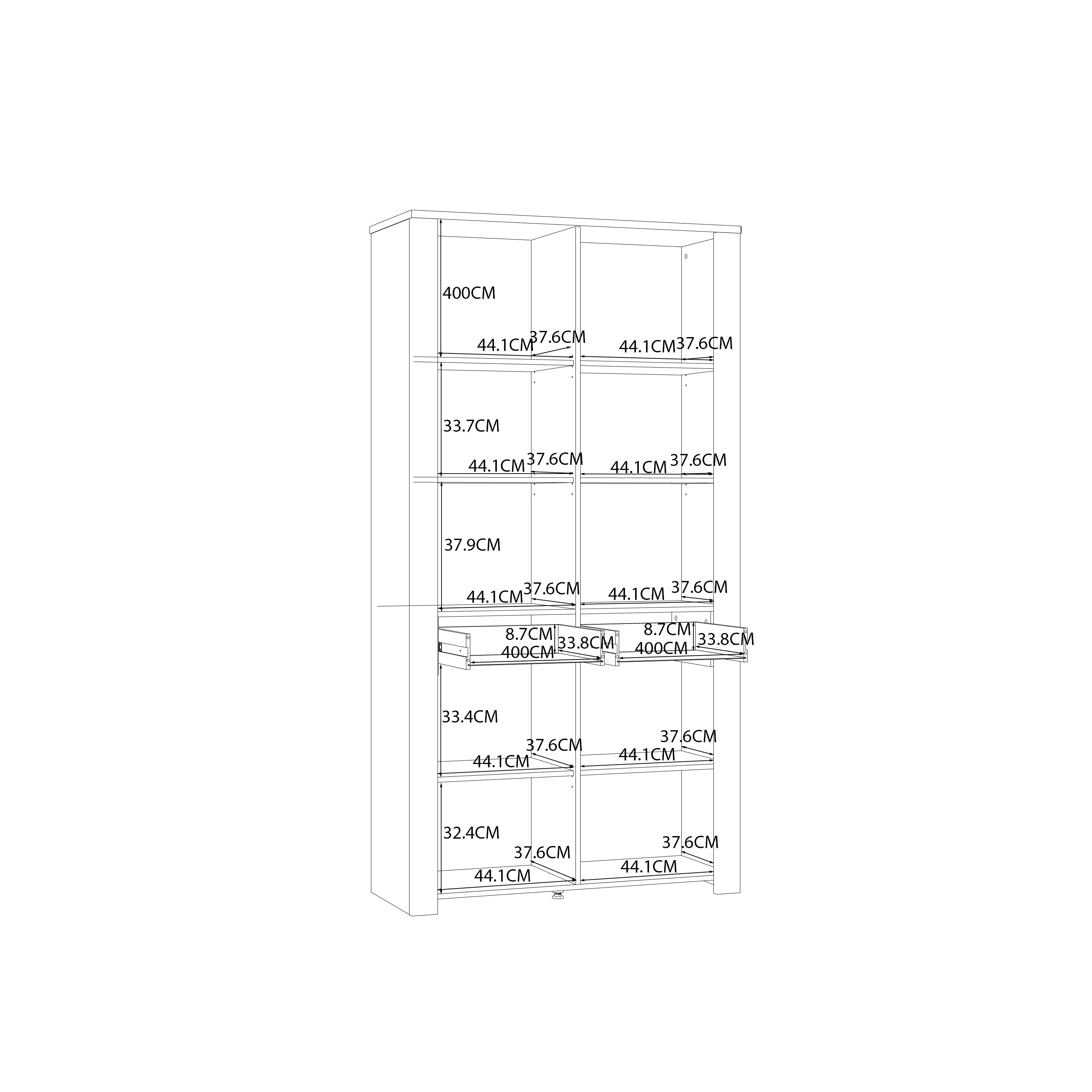 Bohol Display Cabinet 4 Door 2 Drawer in Oak/White