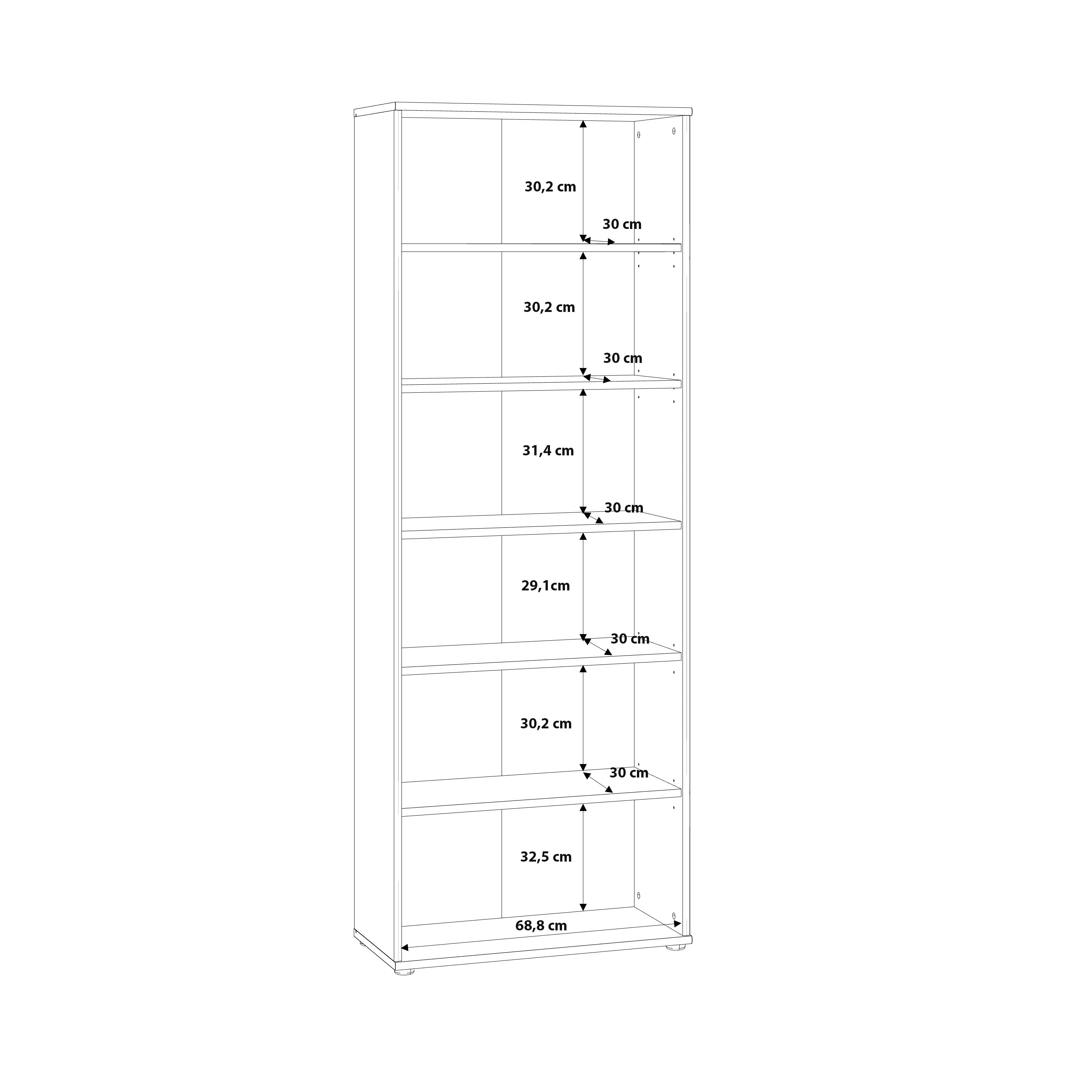 Essential Wide 5 Shelf Bookcase in Vintage Oak