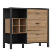 High Rock 3 Drawer Display Chest in Matt Black/Riviera Oak