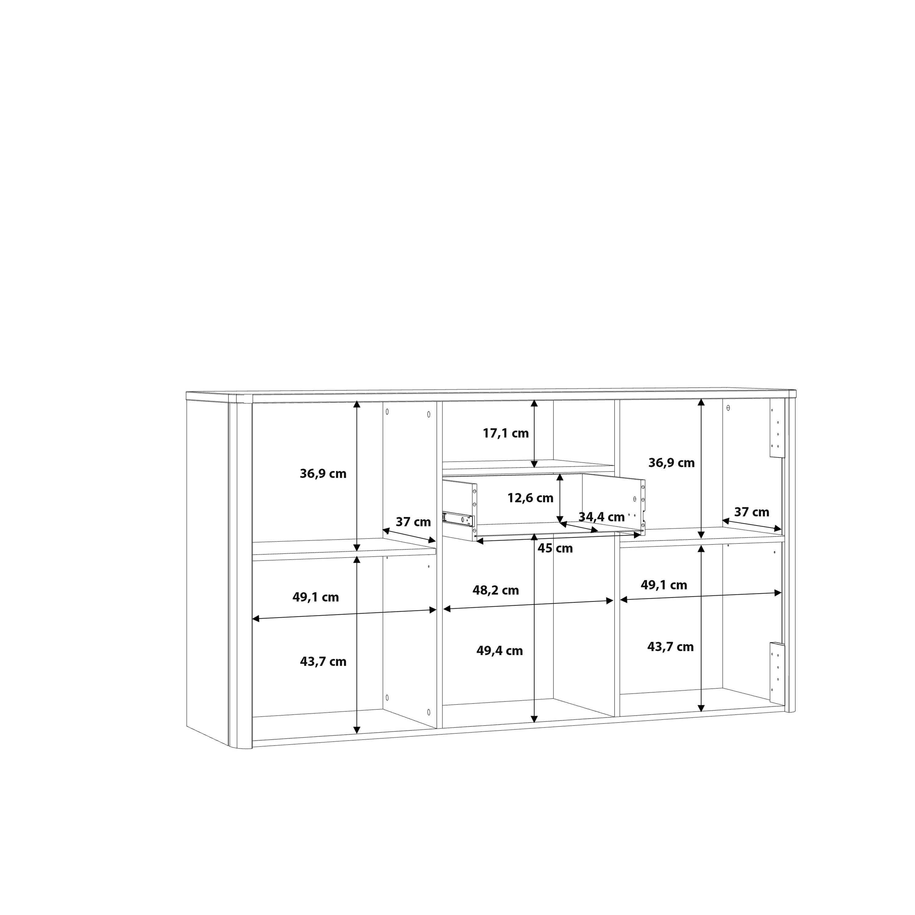 Klara 3 Door 1 Drawer Chest in Grey and Oak