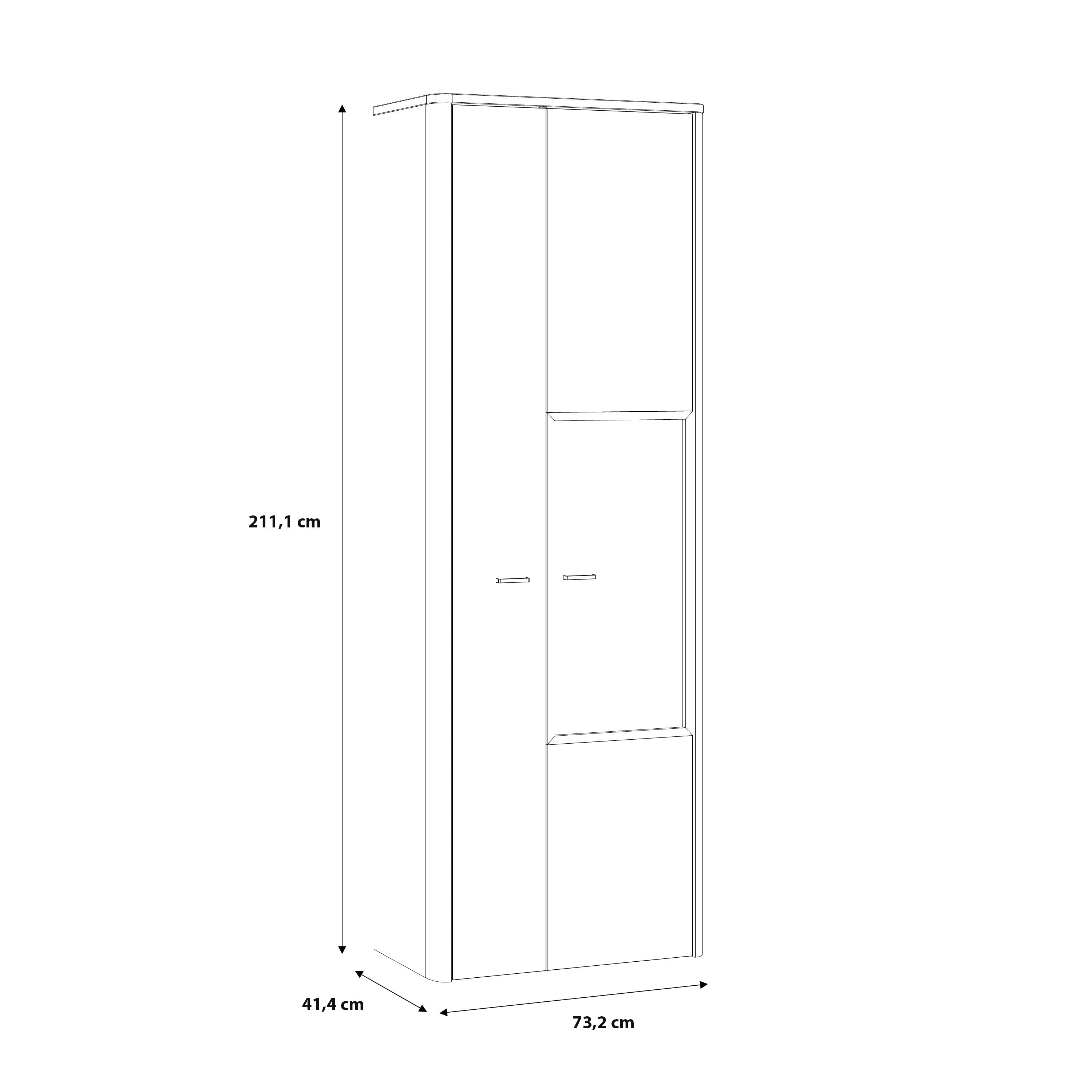 Klara Display Cabinet with 1 Door  and 1 Glass Door in Grey and Oak inc LED Lighting
