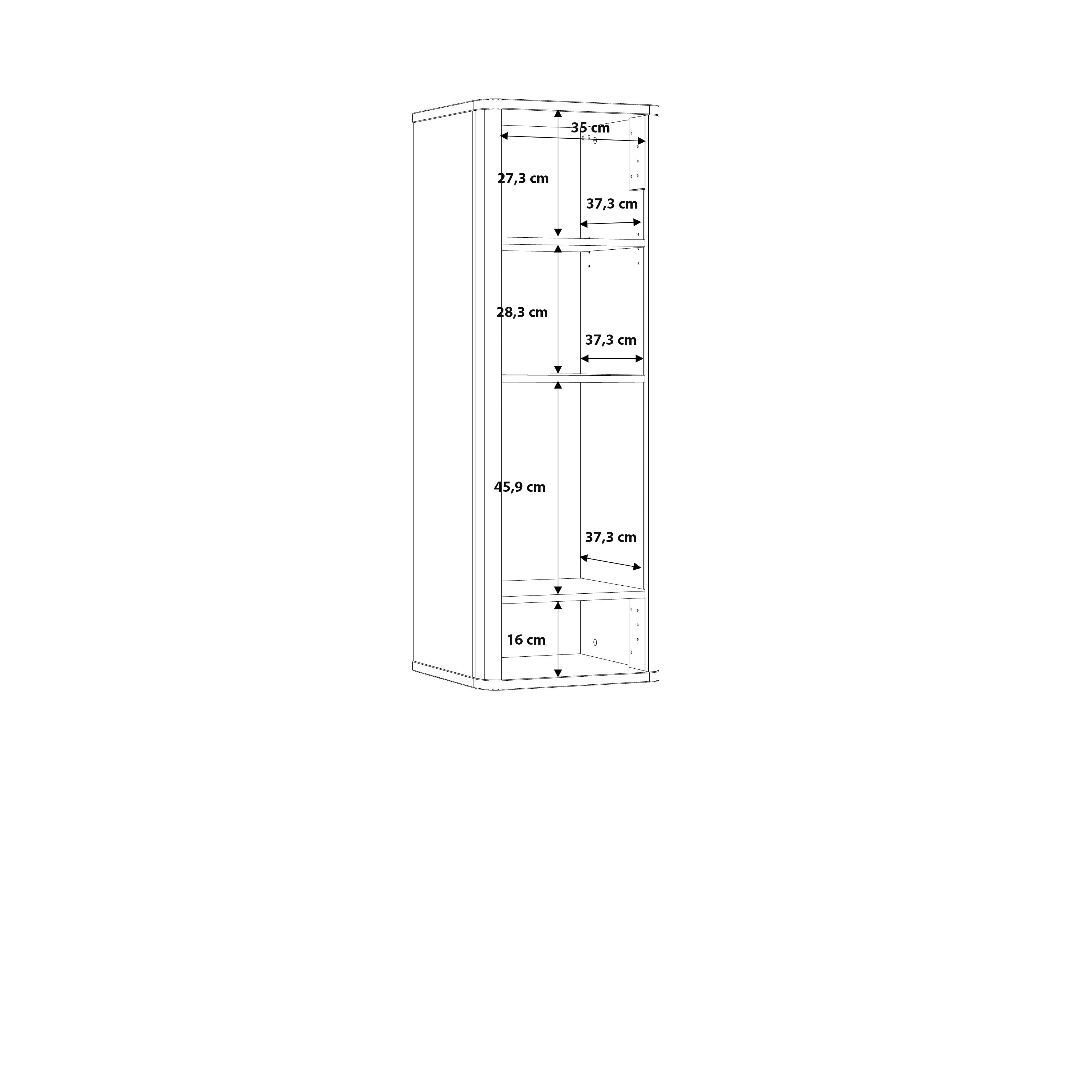 Klara Display Cabinet with 1 Glass Door in Grey and Oak