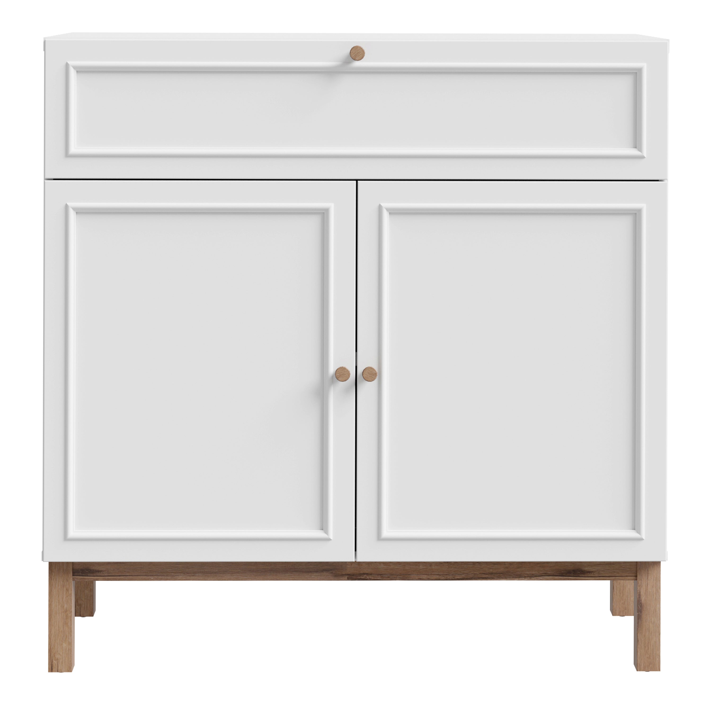 Wensley 2 Door 1 Drawer Console in Light Grey and Oak