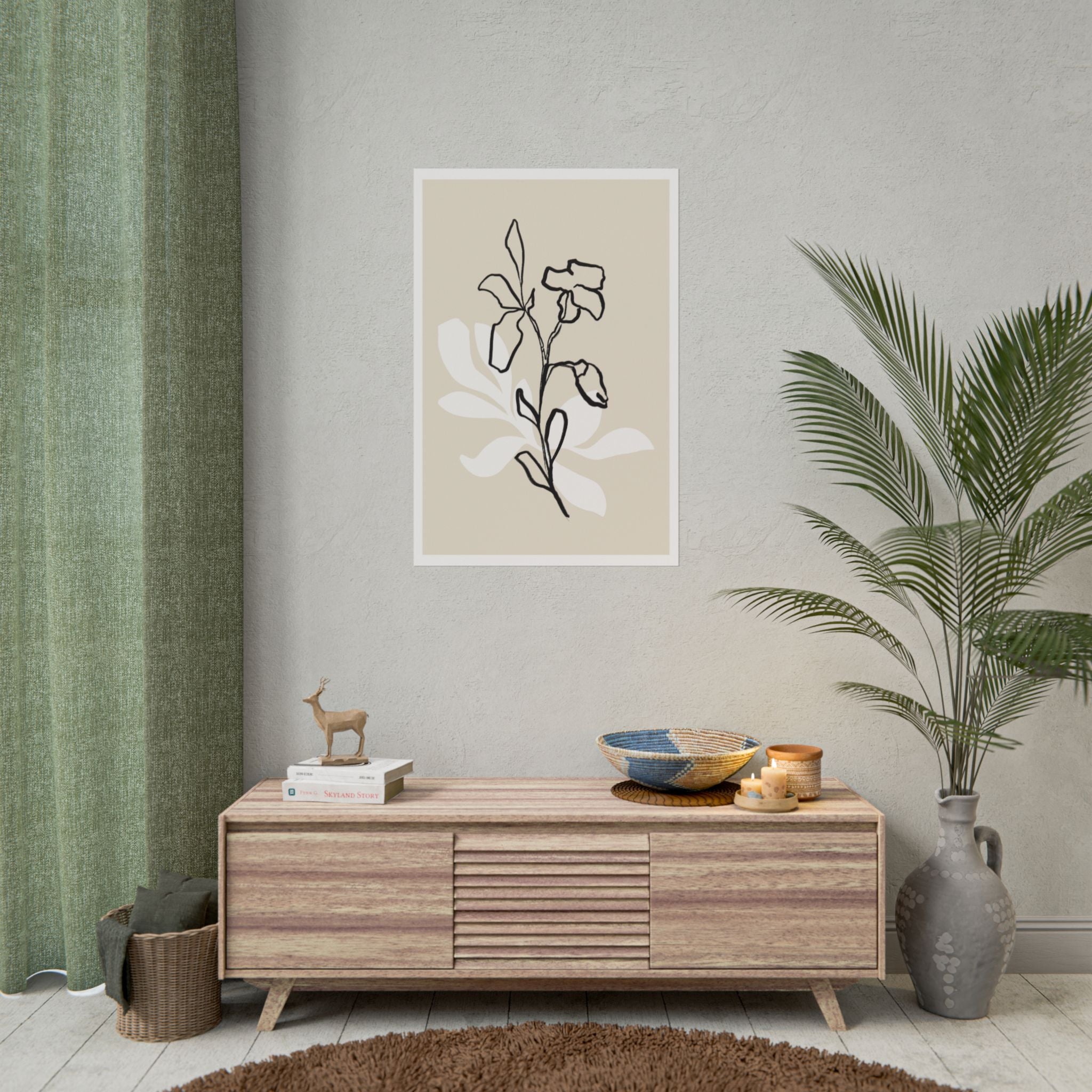 Ivory Bloom Whisper Lines - Poster