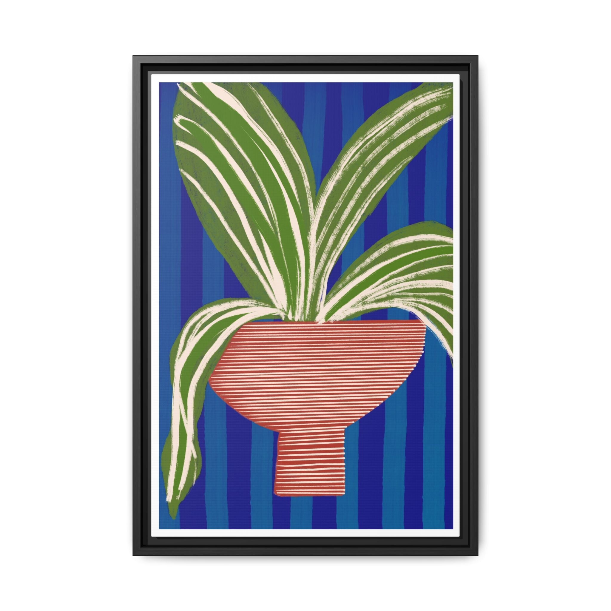 Cobalt Palm Contrast - Framed