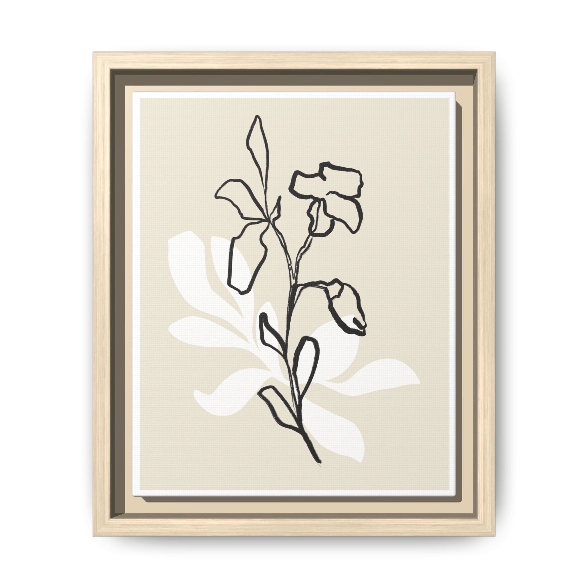 Ivory Bloom Whisper Lines - Framed