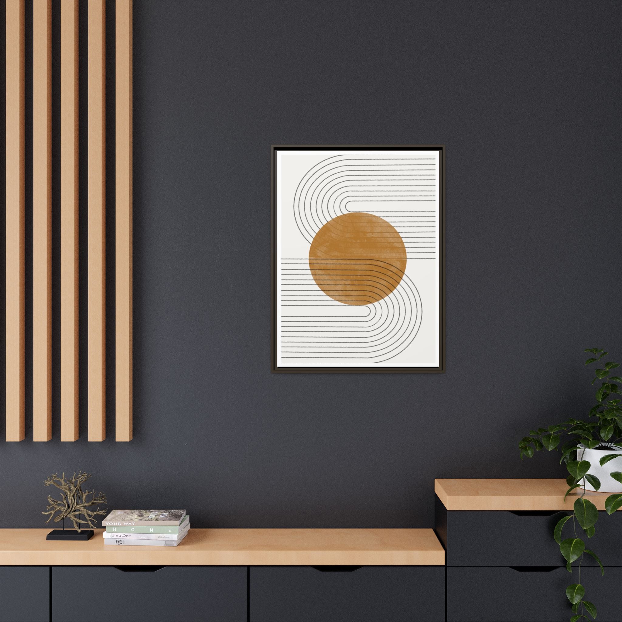 Amber Orbit Lines - Framed
