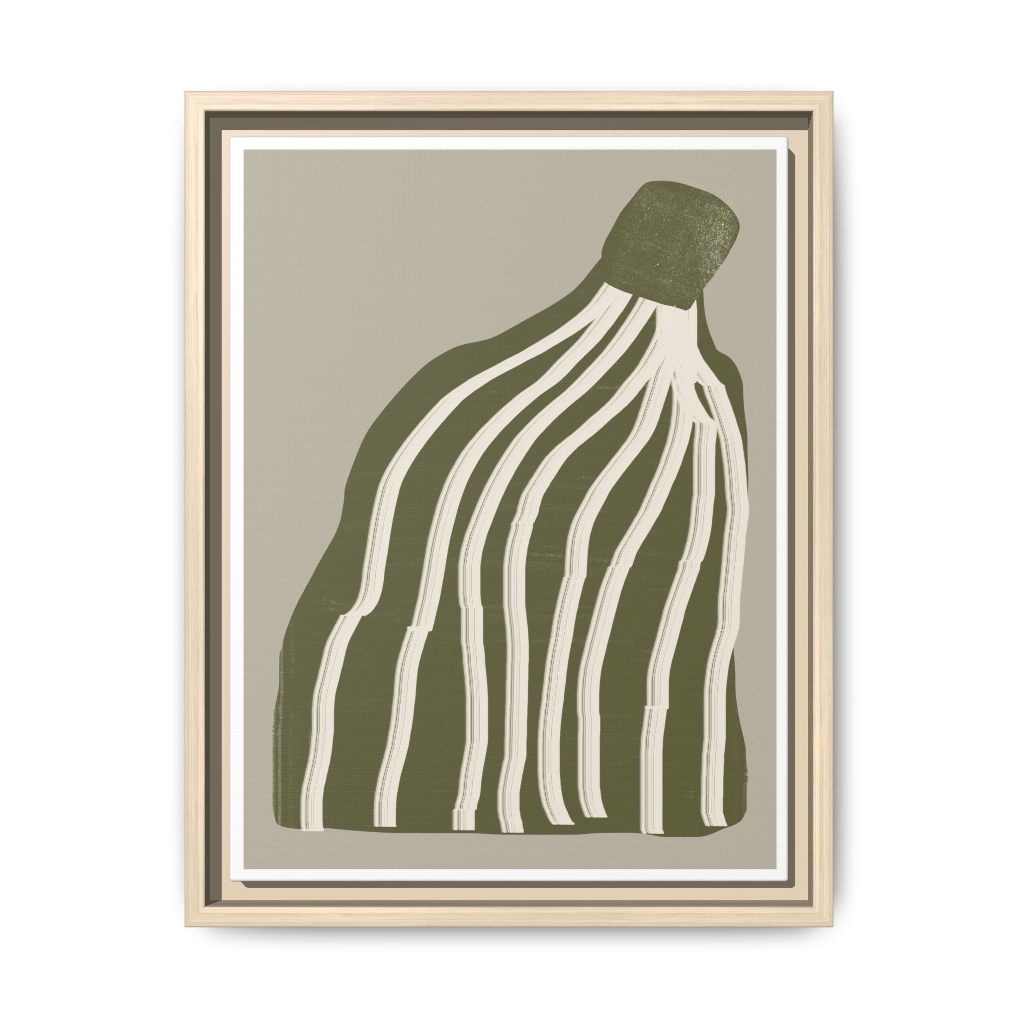 Olive Cascade Curves - Framed