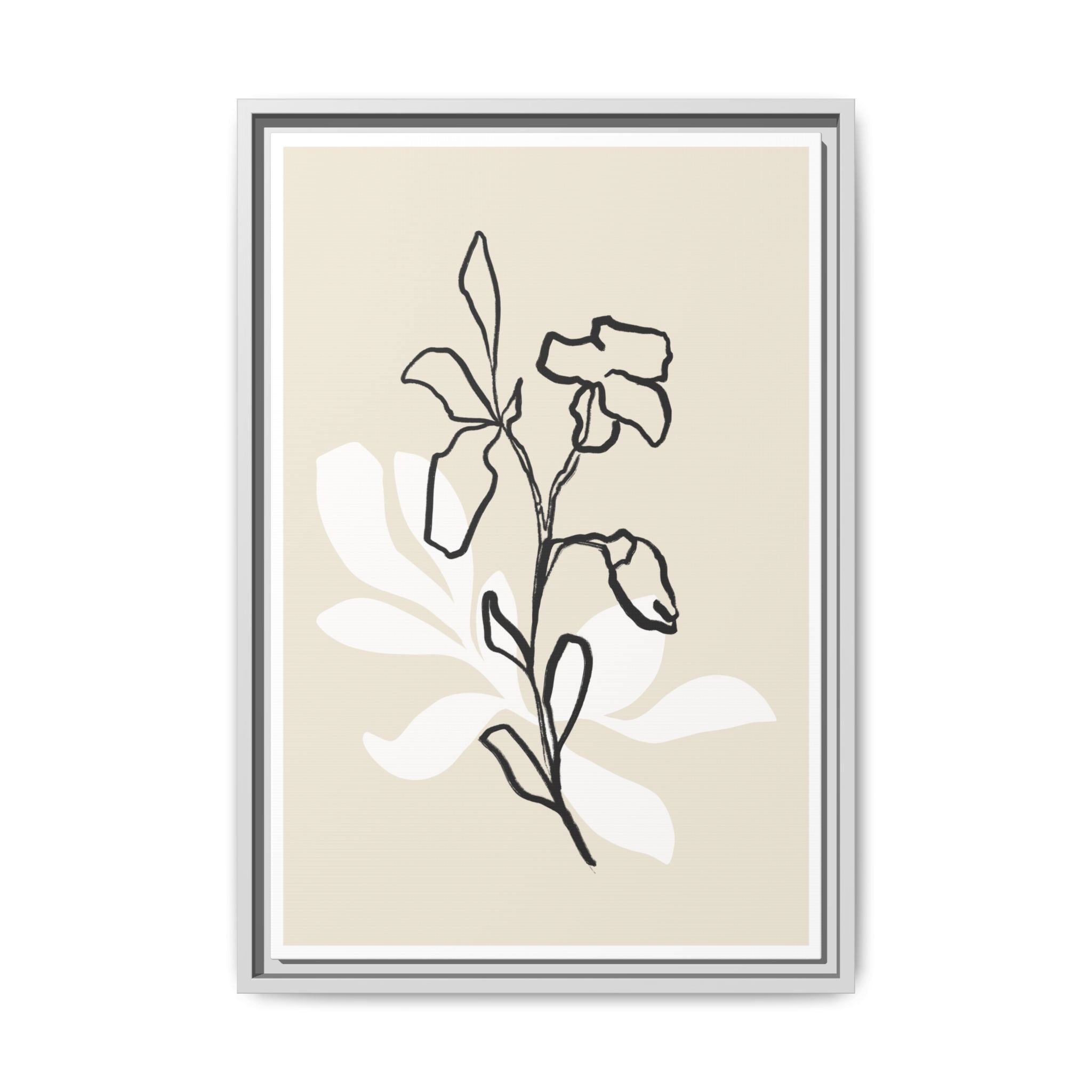 Ivory Bloom Whisper Lines - Framed