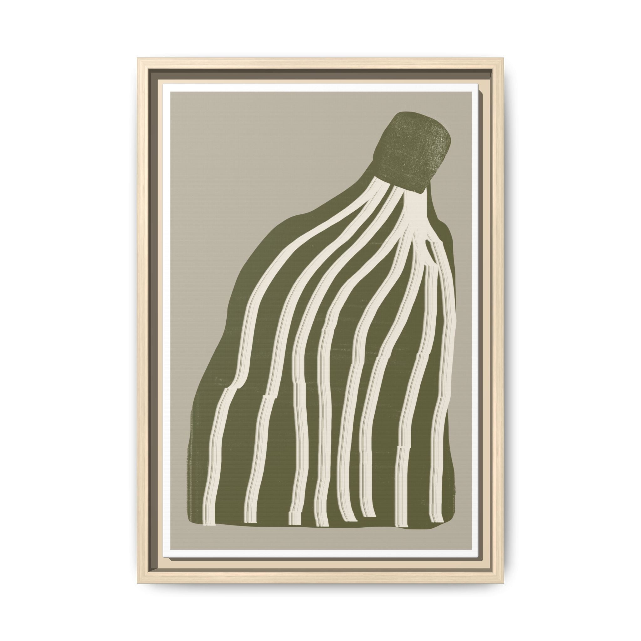 Olive Cascade Curves - Framed