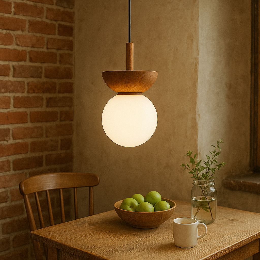Japandi Wooden Pendant Light