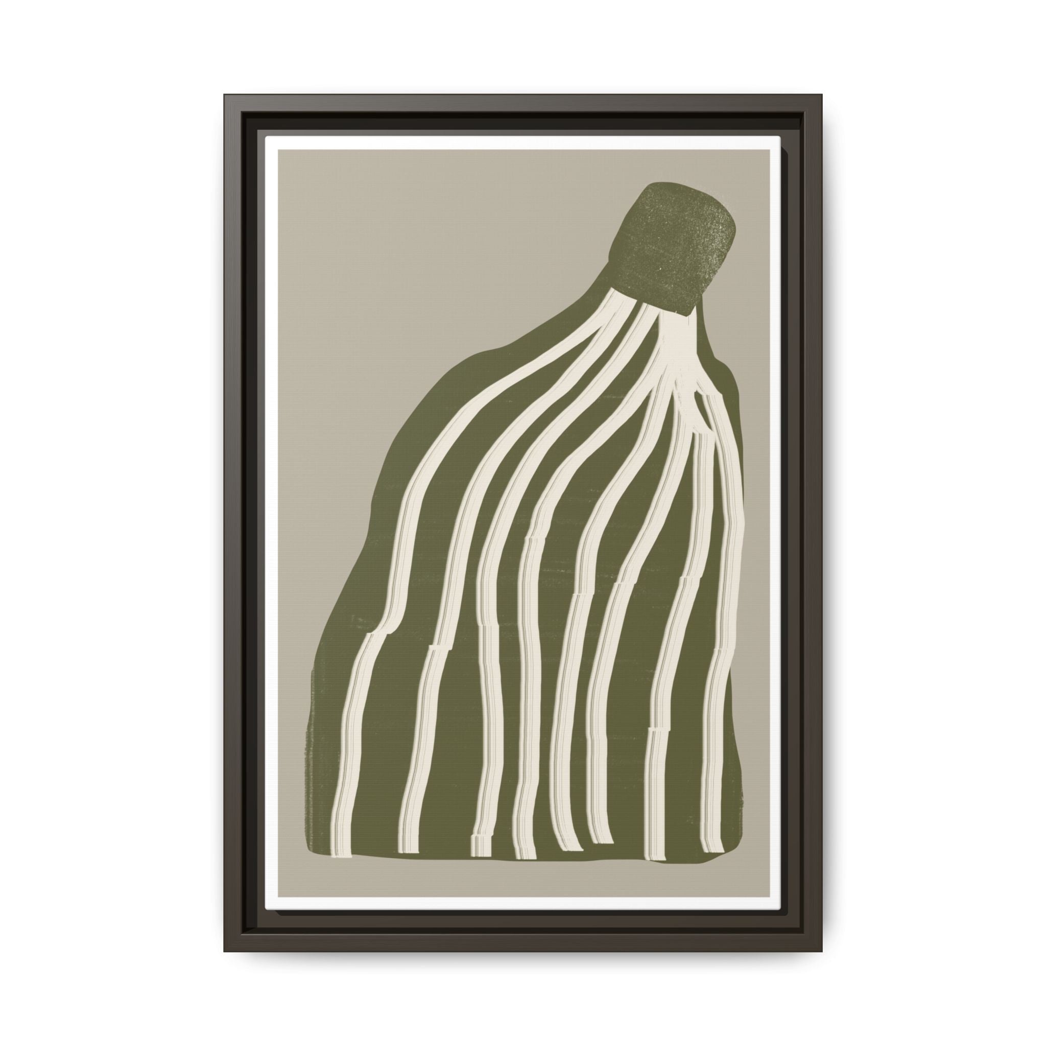 Olive Cascade Curves - Framed